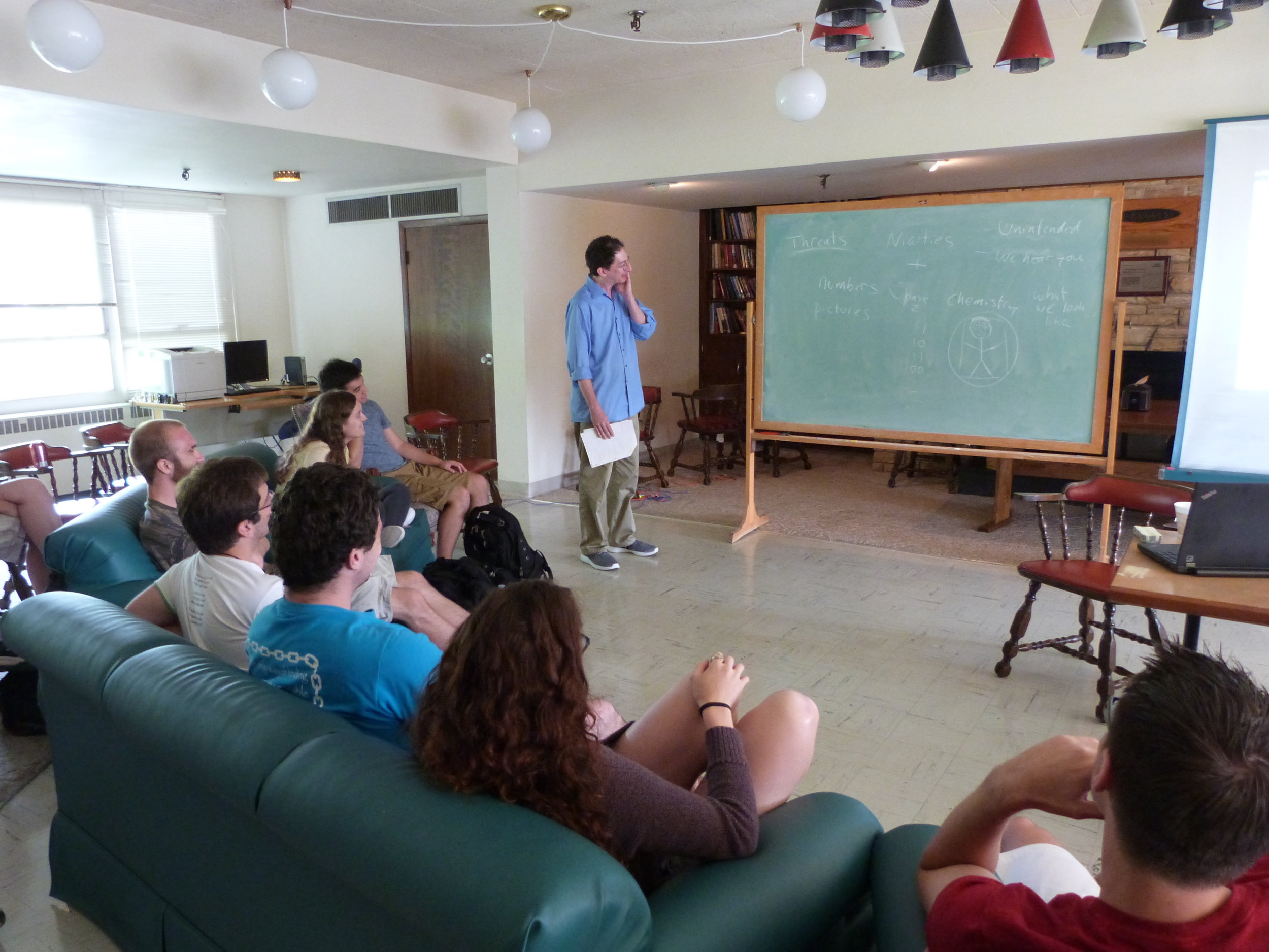  Students participating in a workshop on SETI, in the Drake Lounge 