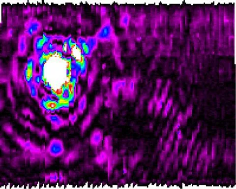 After: The sun and the 4.5-m telescope's interference pattern