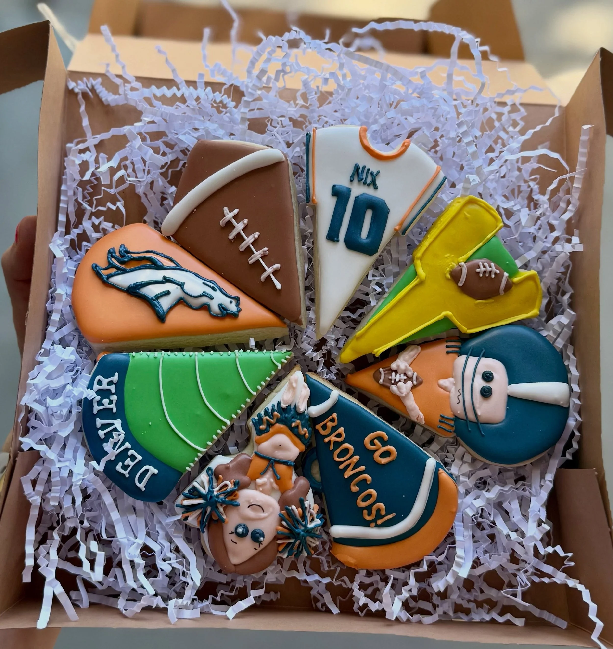 Now offering football box sets! $24 and you can customize team, colors, etc.

Perfect for game day parties &amp; tailgates! High school, college, or NFL!

Cookies come individually heat sealed and in a box 😊

Get your orders in sooner rather than la