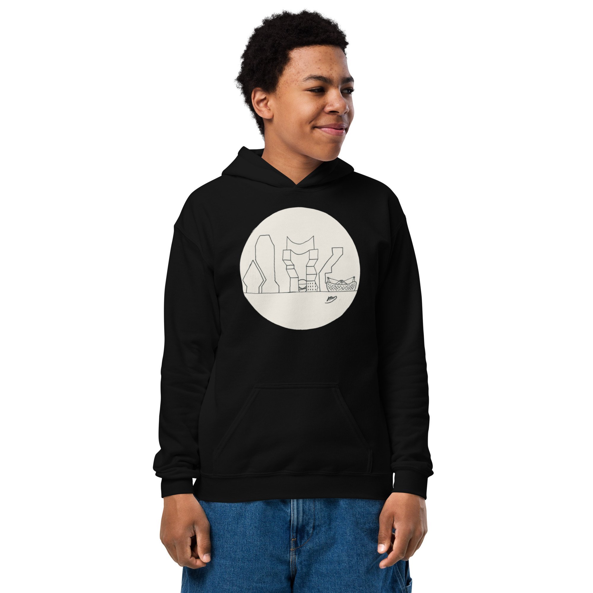 Kai's Futuristic Skyline Youth Hoodie