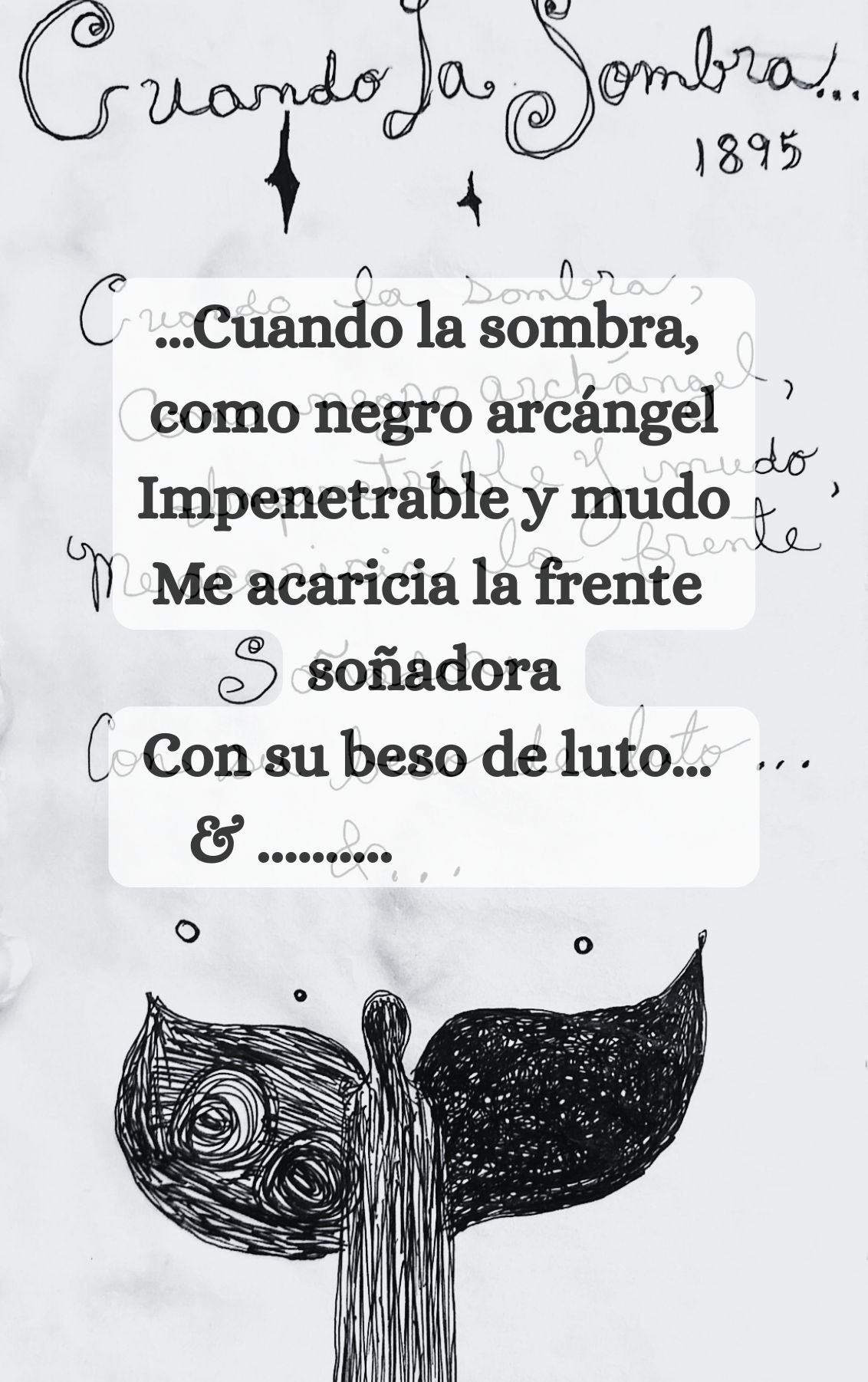 Cuando la sombra manuscript design with Spanish text