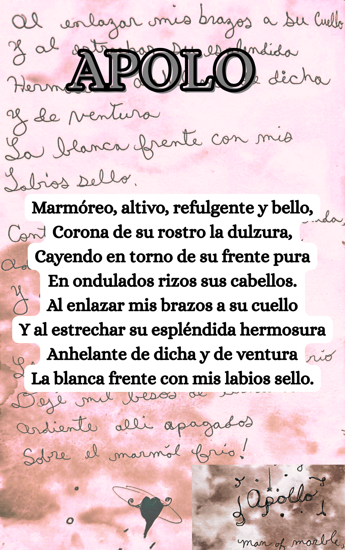 Apolo 1 manuscript design with Spanish text