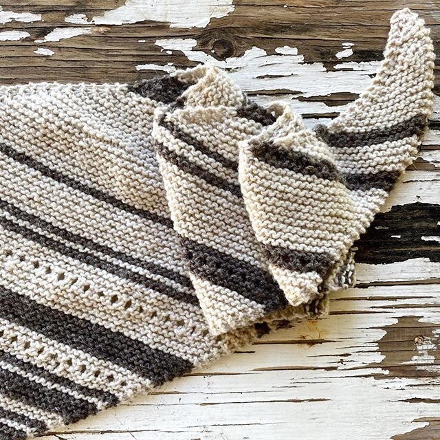 Chris knit up this shawl for me! It&rsquo;s River by @softsweater - knit using our undyed 2019 clip in Vanilla and Milk Chocolate, there was easily enough of the contrast colour left to make a hat (now let&rsquo;s see if I can talk Chris into knittin