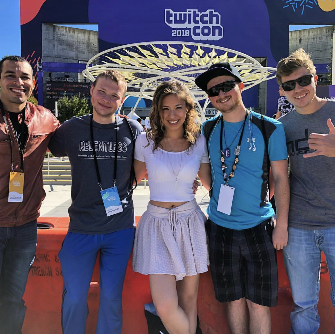 Me with some of my wonderful moderators at Twitch Con 2018. (From Left): cannotcatchme89, underworld20, heavenslastcrush (me), ninjaxperia, overtstorm.