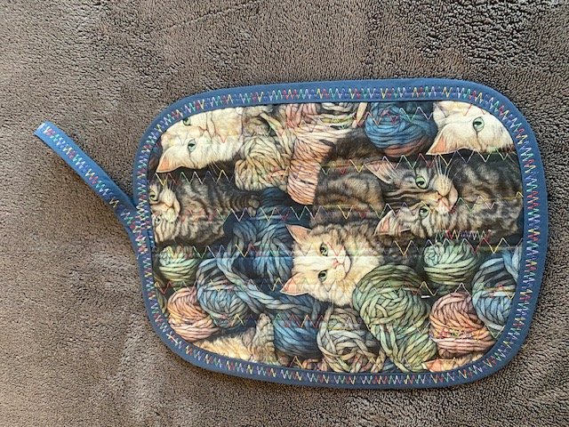 Pot Holder - "Blue Yarn Cats"