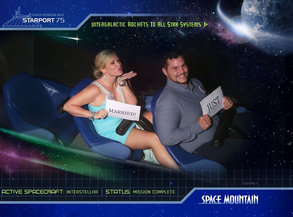  The Cast Members on Space Mountain loved our signs and let us ride again! 