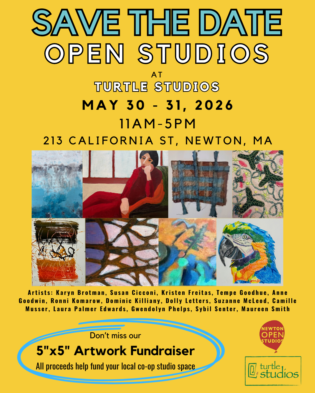 Open Studios flyer May 30-31 from 11 am to 5 pm