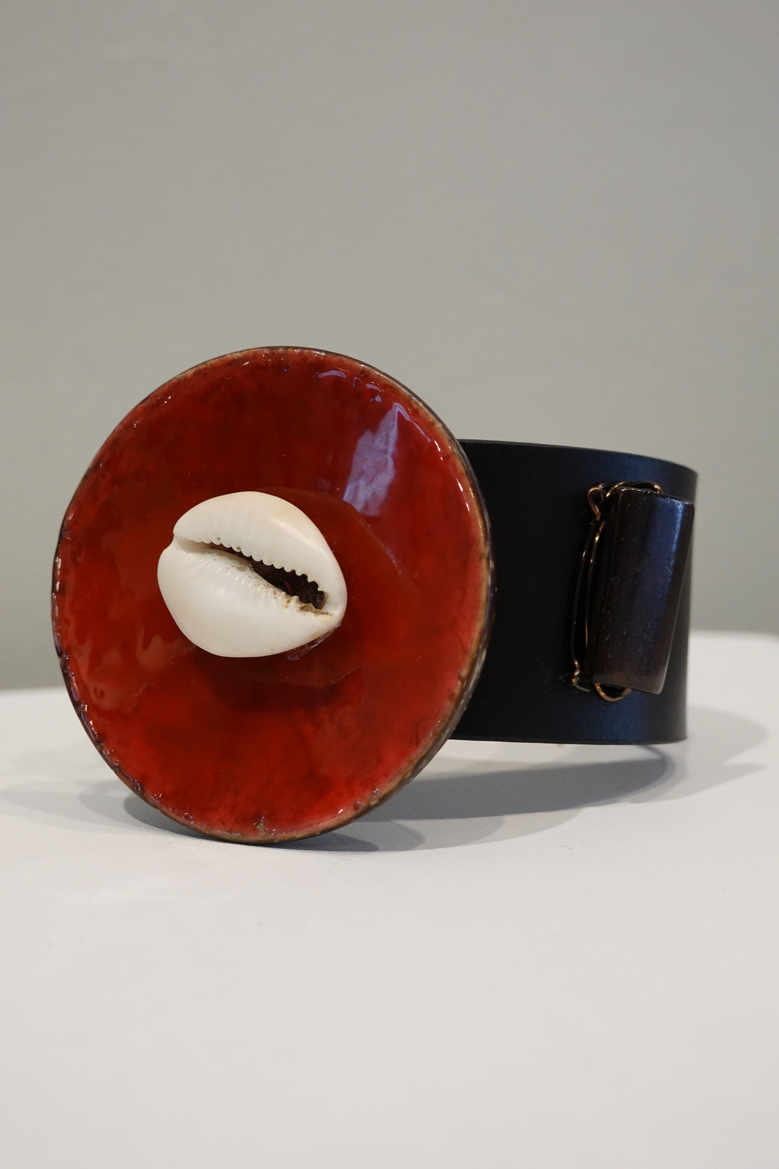 Sundial &amp; Cowry Leather Cuff Bracelet