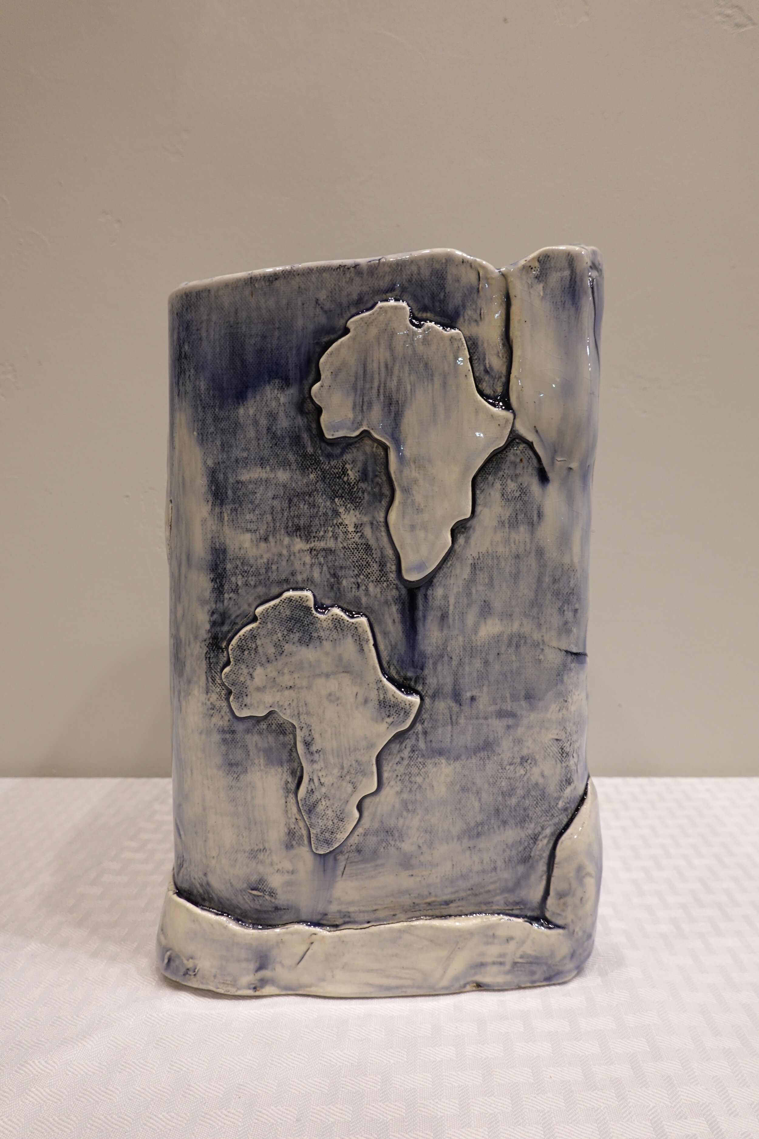 Denim-Washed Squared Column Vase