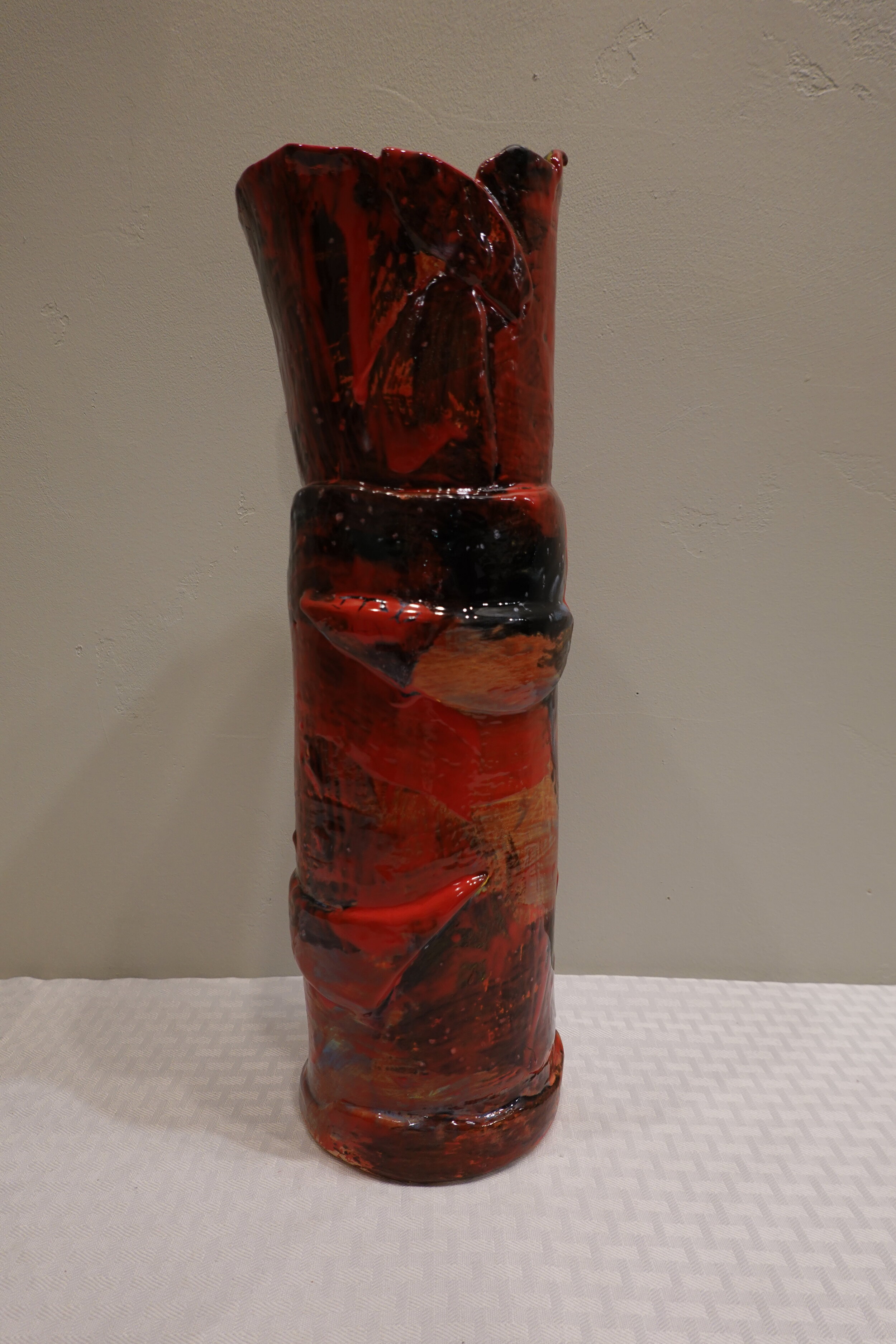 Red Coral Abstract Vase II