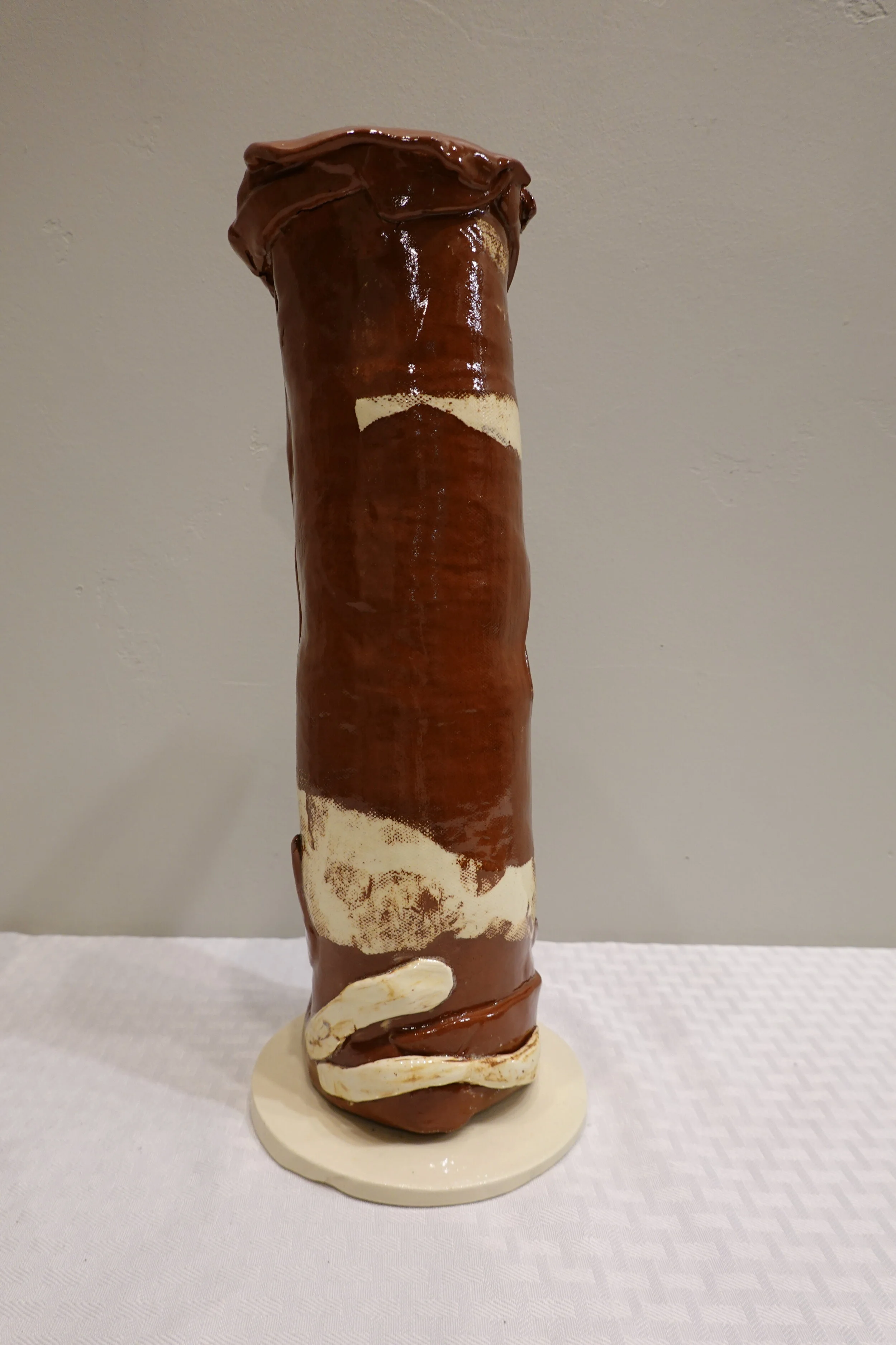 Brown &amp; Cream Candle Holder