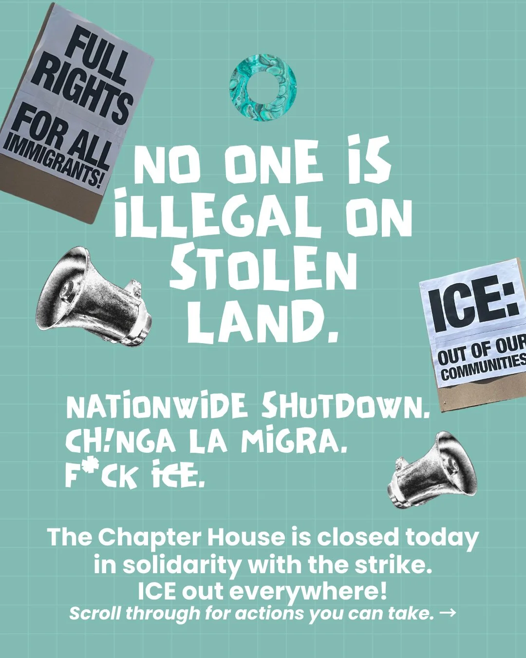 Today is a nationwide strike in solidarity with Minnesota and all our communities affected by ICE. It is a collective pause calling attention to the systems that rely on our labor, our dollars, and our silence. In solidarity with all our relatives, T