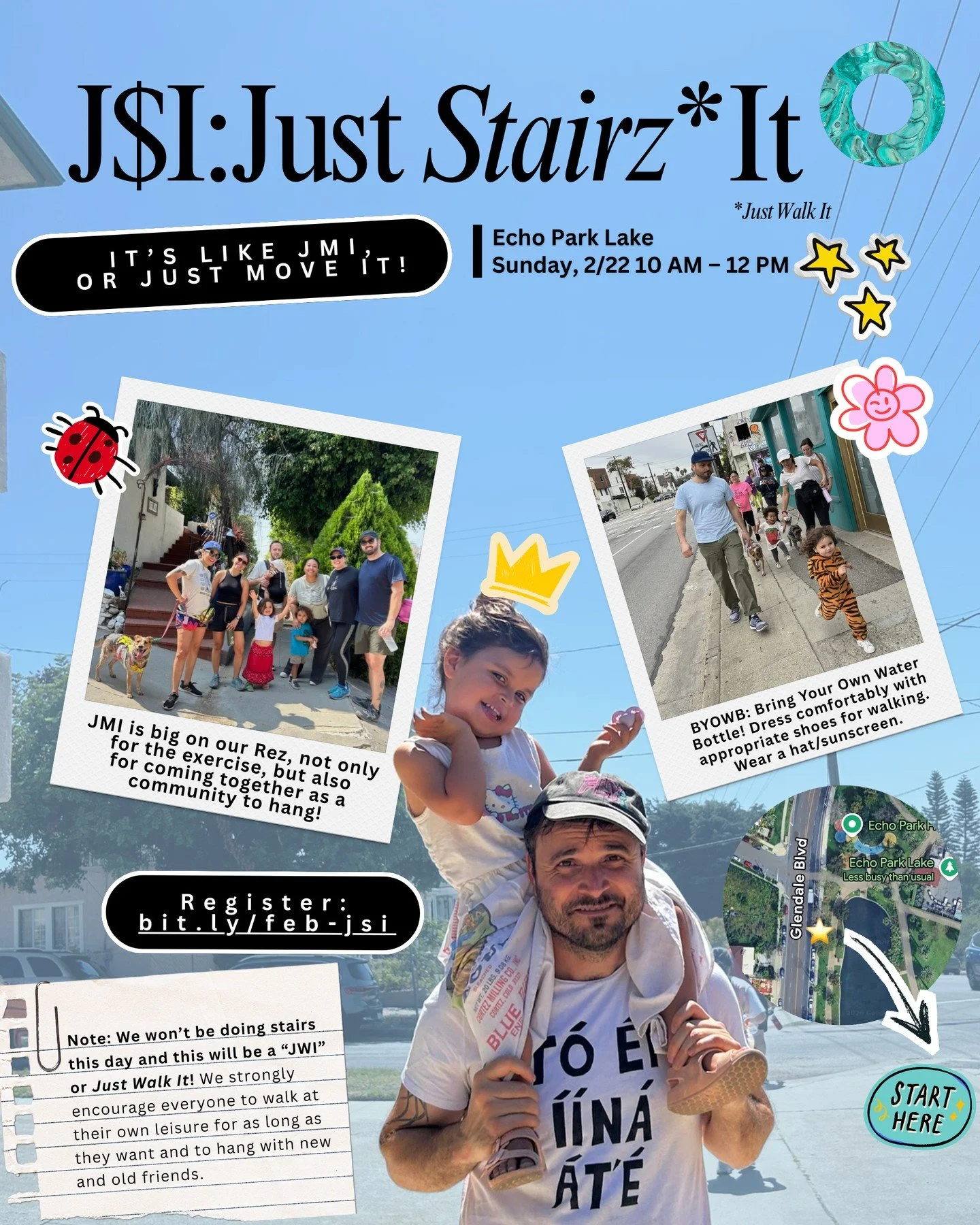 Come join us this Sunday, 2/22 for J$I - Just Stairz It! (Just Walk It) at 10am at Echo Park Lake! 🏃🏽&zwj;♀️⁠
⁠
It&rsquo;s like JMI, or Just Move It! JMI is a campaign to get people out moving  together nationally. It&rsquo;s big on our Rez, not on