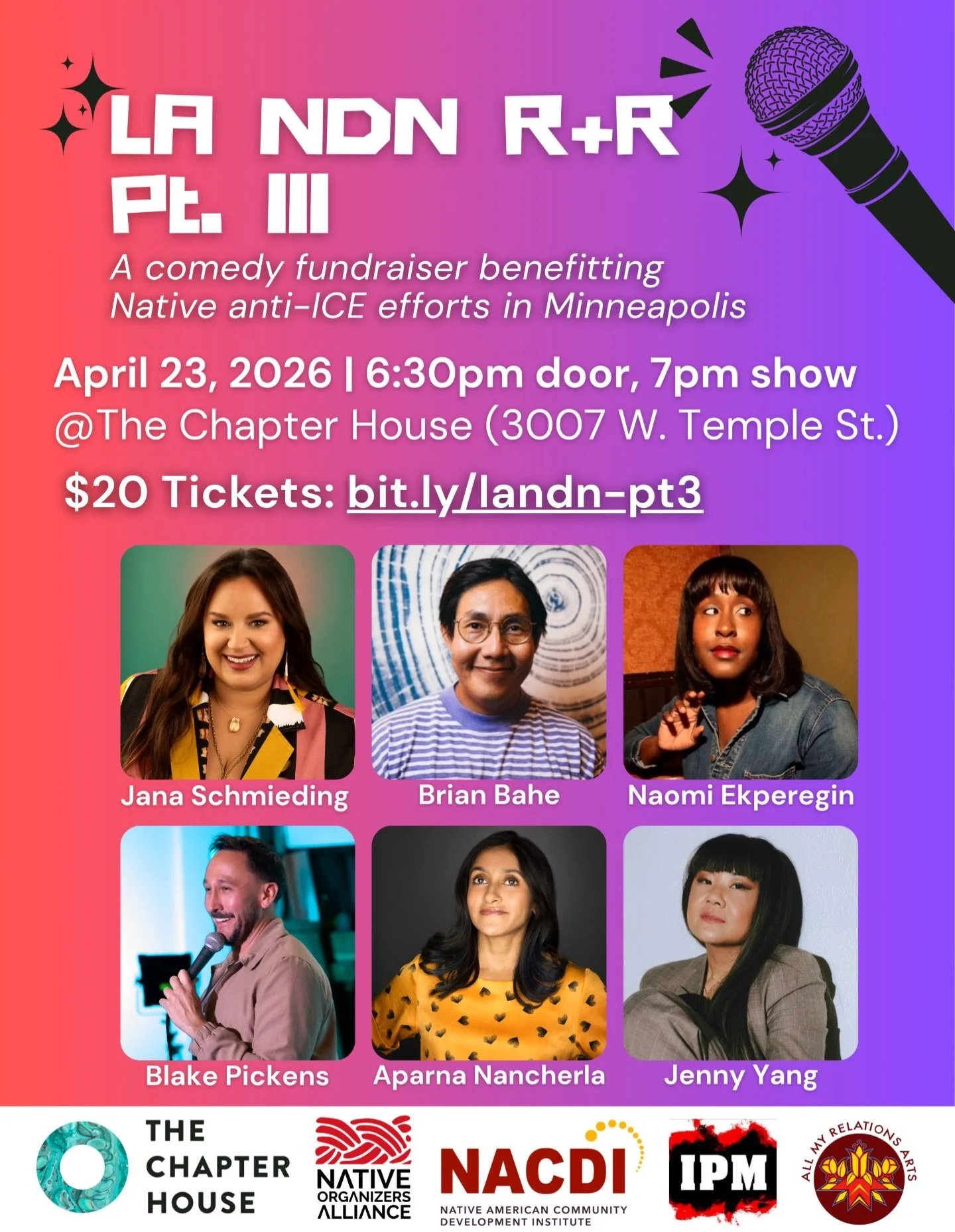 LA NDN R+R is back! Join us Thursday, April 23 for an evening of joy, resistance, and deep belly laughs.

We&rsquo;re raising funds for Native mutual aid networks in Minneapolis supporting relatives on the frontlines of community defense. Hosted by @
