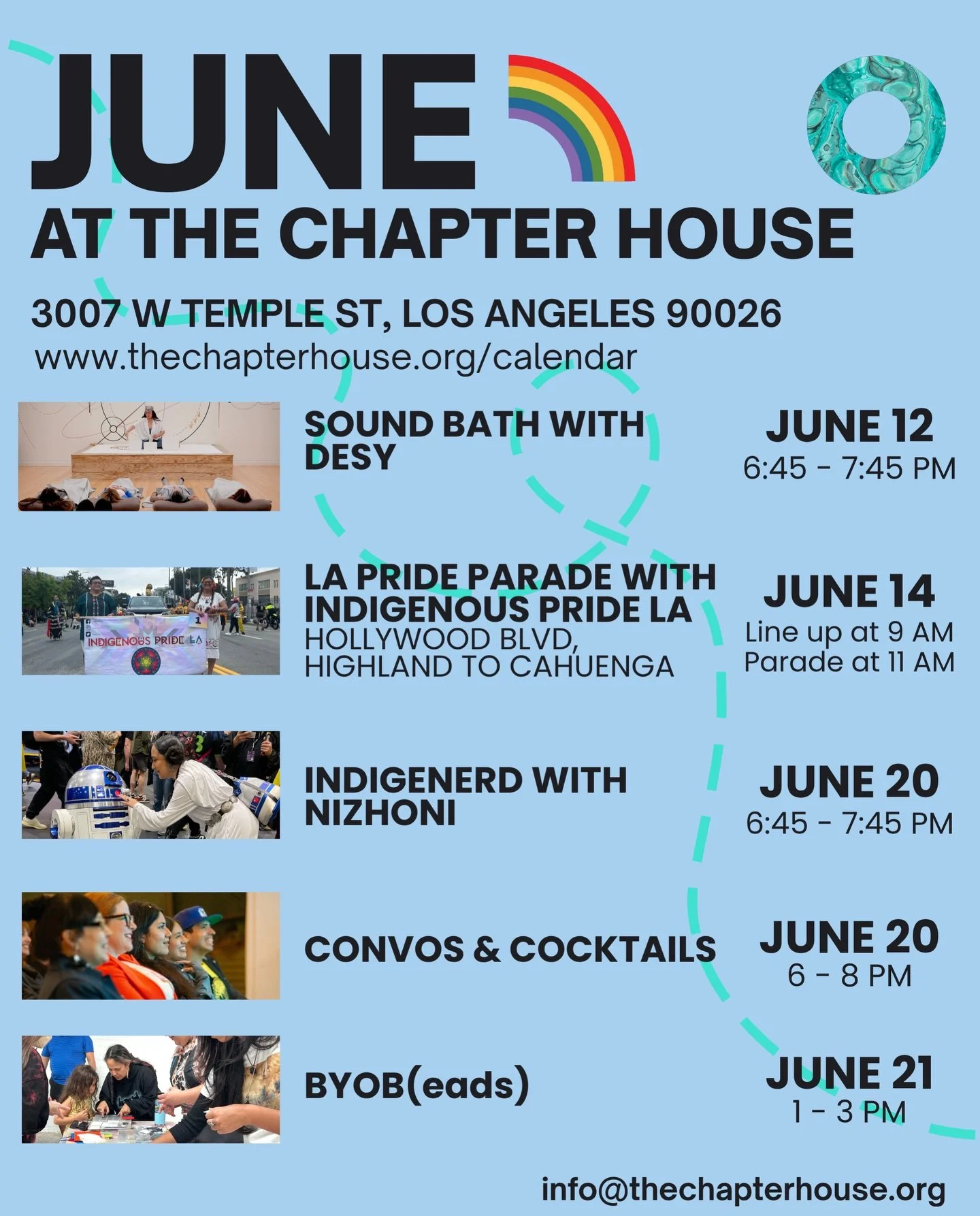 We added some events to our June calendar!!! Happy Pride! 🩵🌈

Let us know you&rsquo;re coming: thechapterhouse.org/calendar (link in bio)

June 12 | 6:45 pm - 7:45 pm
Sound Bath with Desy
@ The Chapter House

June 14 | Lineup @ 9 am / Parade starts