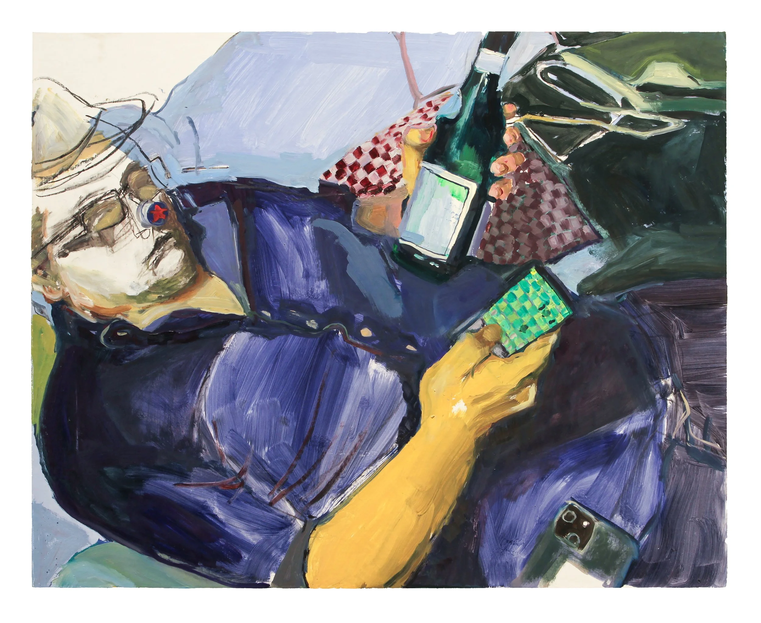 Check, oil, flashe, acrylic, and charcoal on gatorboard panel, 24 x 30 inches, 2025