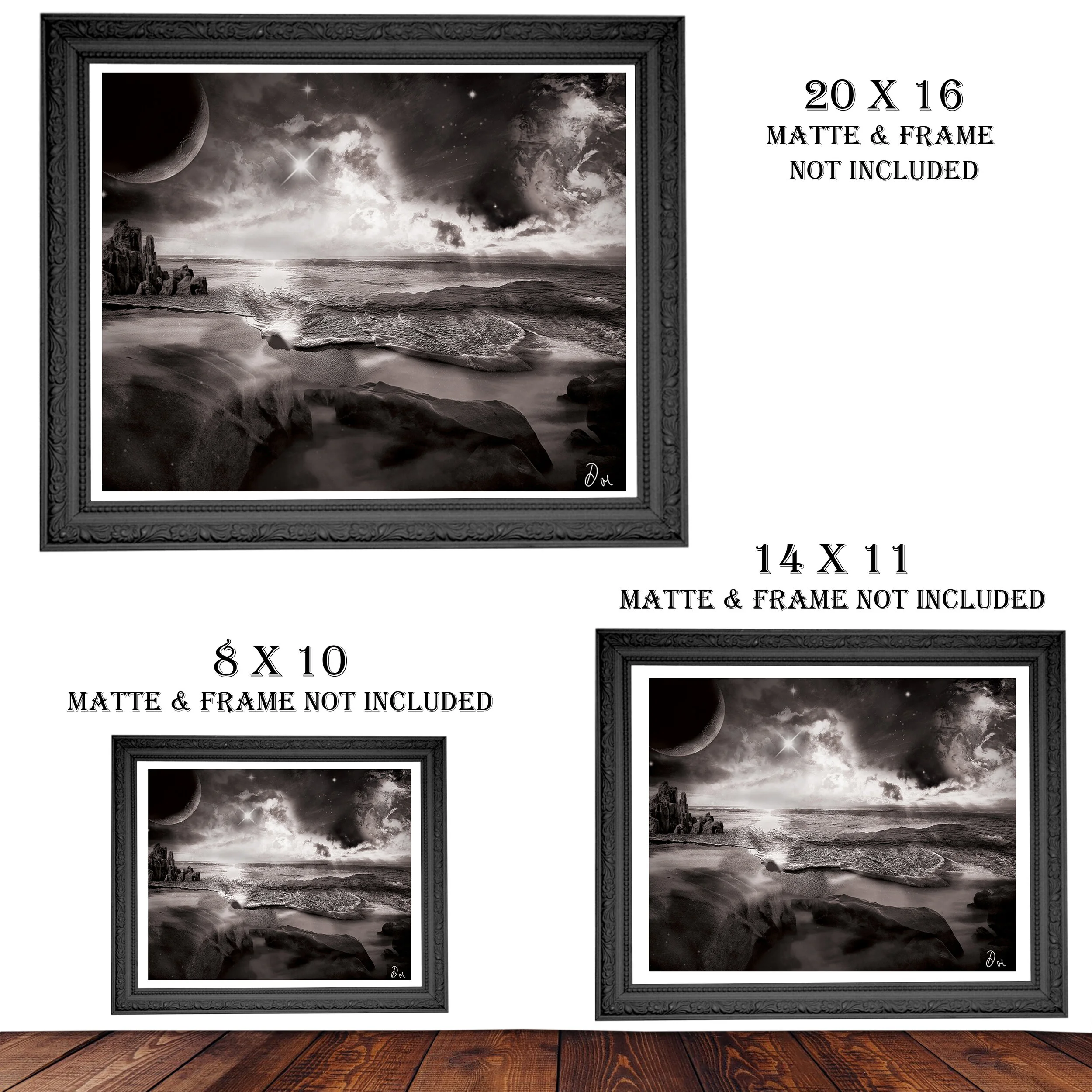Reverie Circumstances, Black & White, size options
