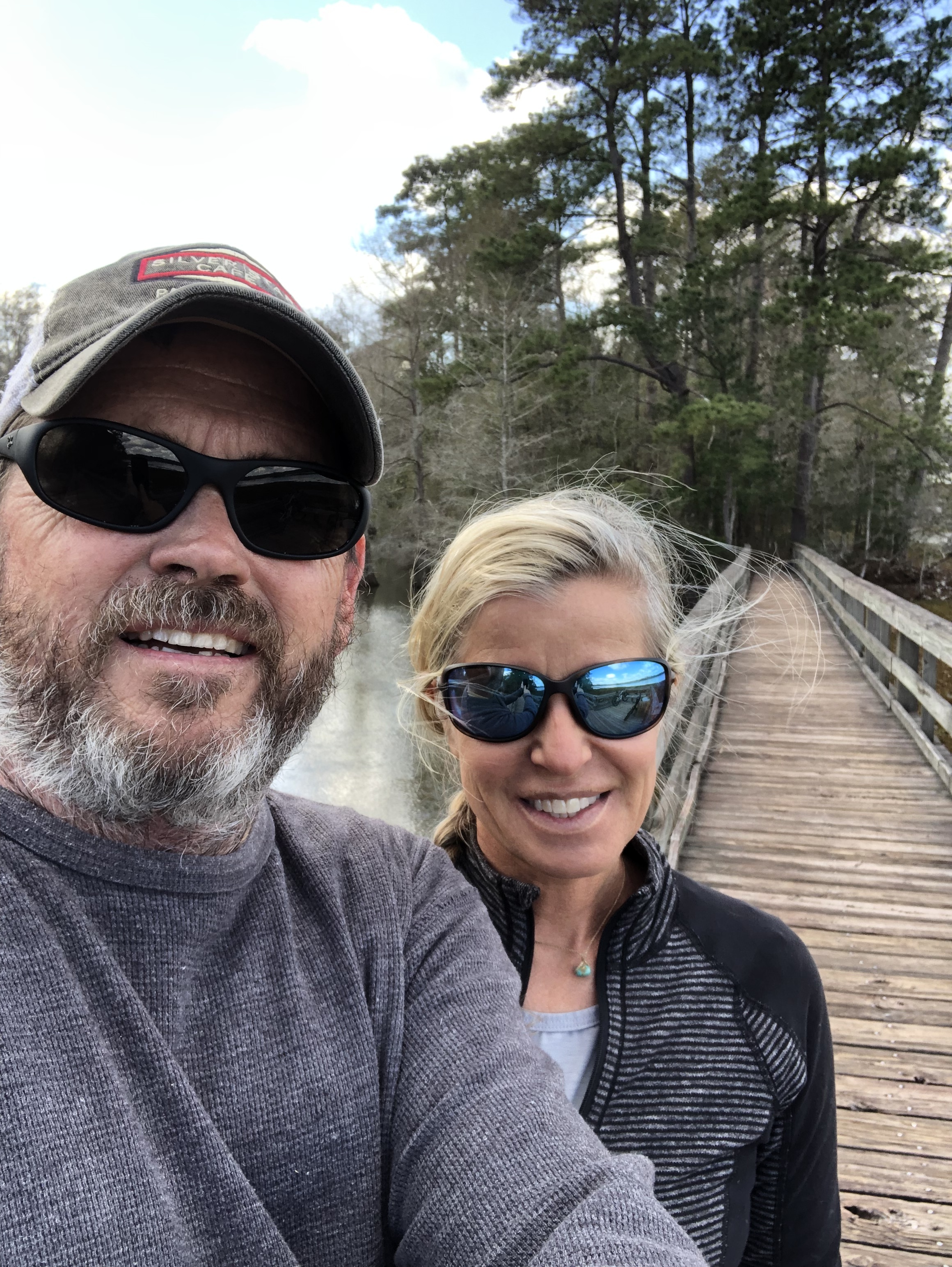 stopping along the way on a bridge over to the island trail