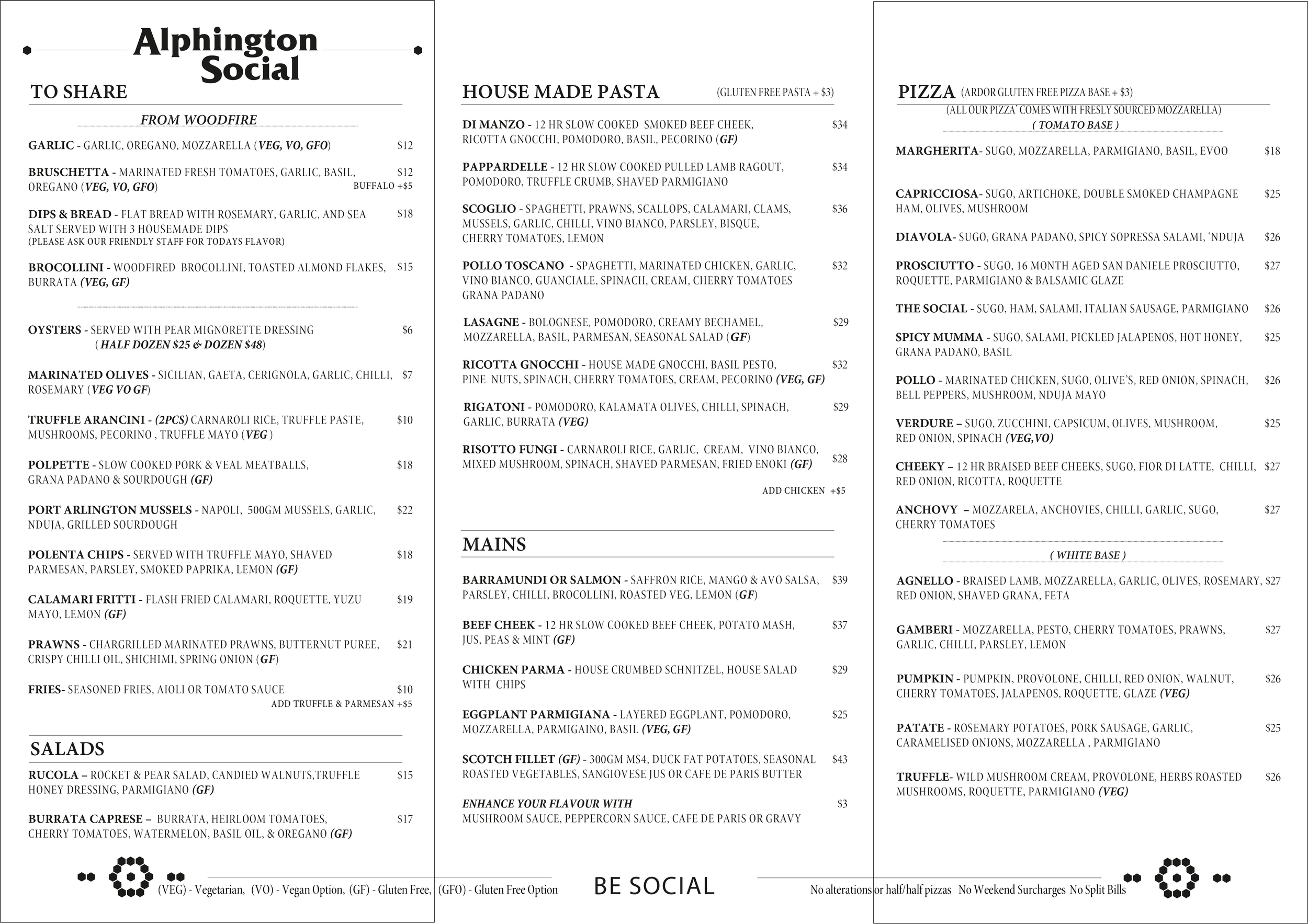 Menu Alphington Social