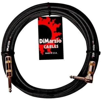 DIMARZIO 18 Foot Guitar Cable - Right Angle To Straight BLACK BRAIDED