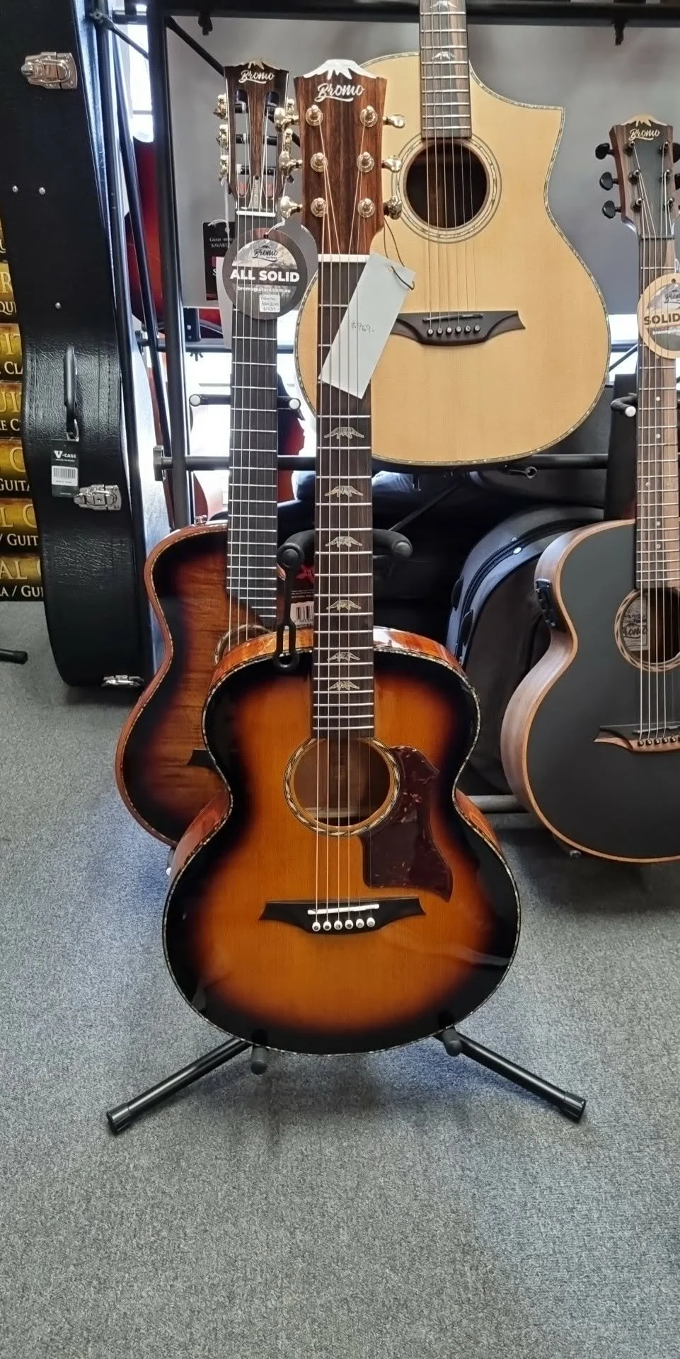 BROMO BAN8E VS Mini Jumbo Acoustic Vintage Sunburst