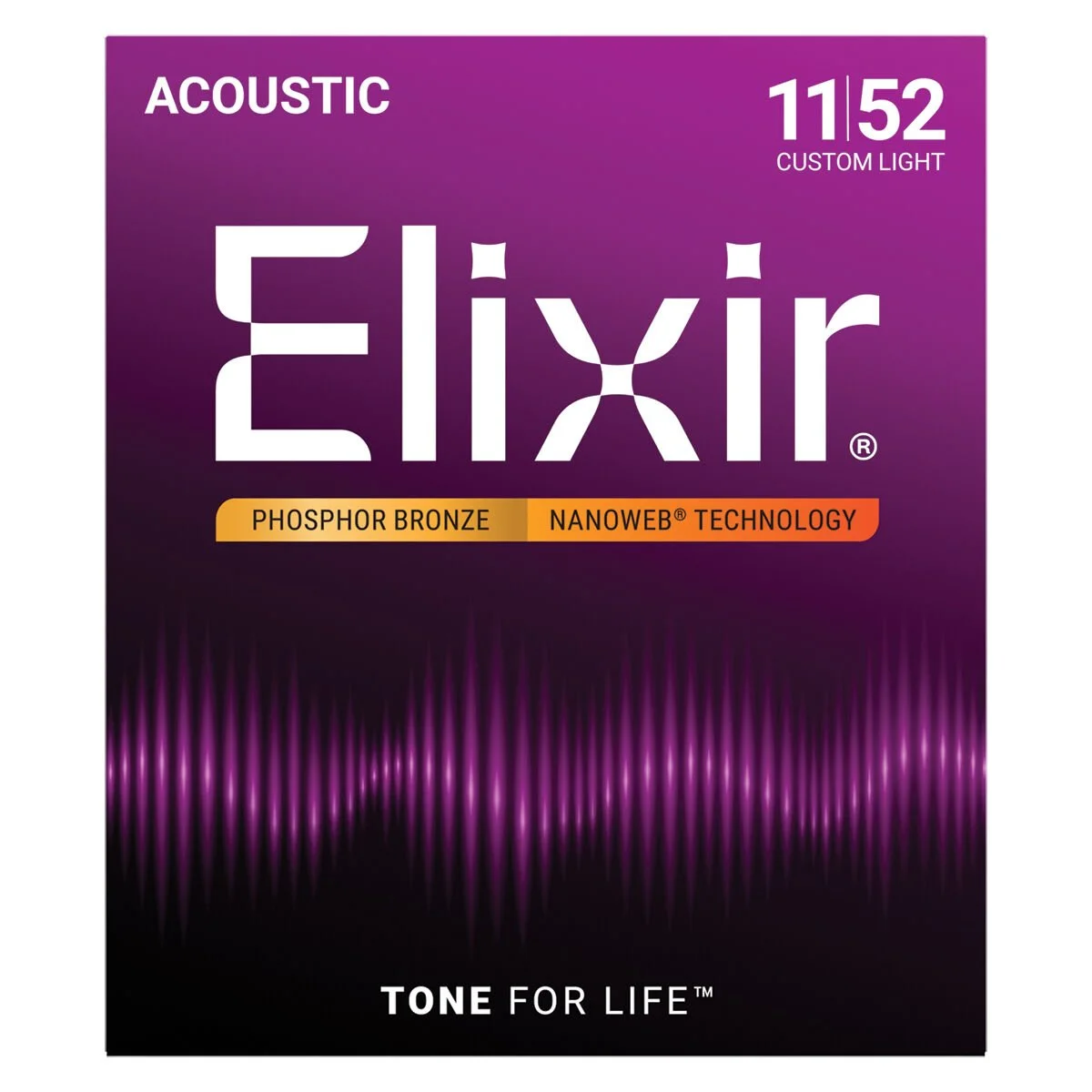 ELIXIR NANOWEB PHOSPHOR BRONZE CUSTOM LIGHT 11-52 - Acoustic Guitar Strings