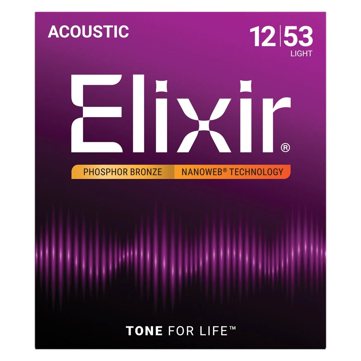 ELIXIR NANOWEB PHOSPHOR BRONZE LIGHT 12-53 Acoustic Guitar Strings