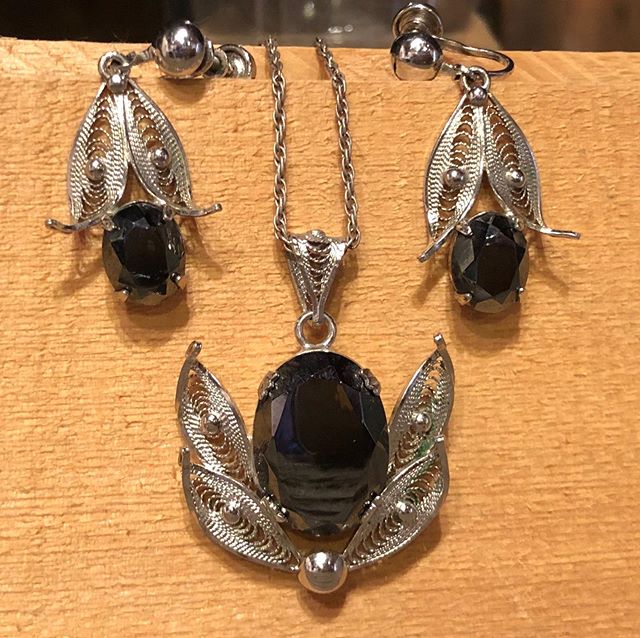 This lovely silver filigree and black diamond necklace and earring set will be available at our auction on May 25.  Get your tickets today at the Kittitas County Chamber of Commerce, Cle Elum Bakery, or via our new website: www.thorp.org. See you the