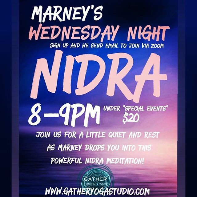Can you join us tonight at 8pm for Marney's amazing yoga nidra practice? Step 1-sign up under &quot;special events&quot;. Step 2-watch for email to join. Step 3-make yourself a cozy spot to relax. Step 4-JSU let go and drop into a state of deep relax