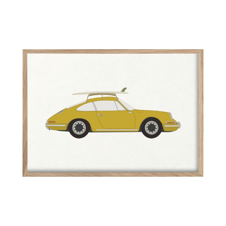 mustard porsche 912 singlefin surfboard.png