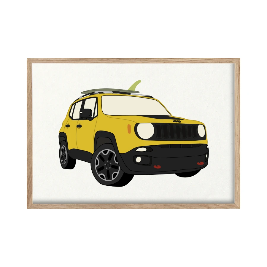 jeep renegade yellow singlefin surfboard.png