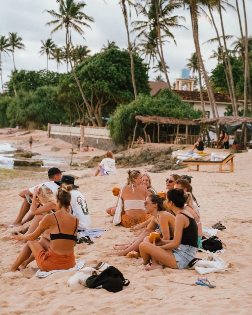 Layback guests spending time together during a week at surf camp in Weligama