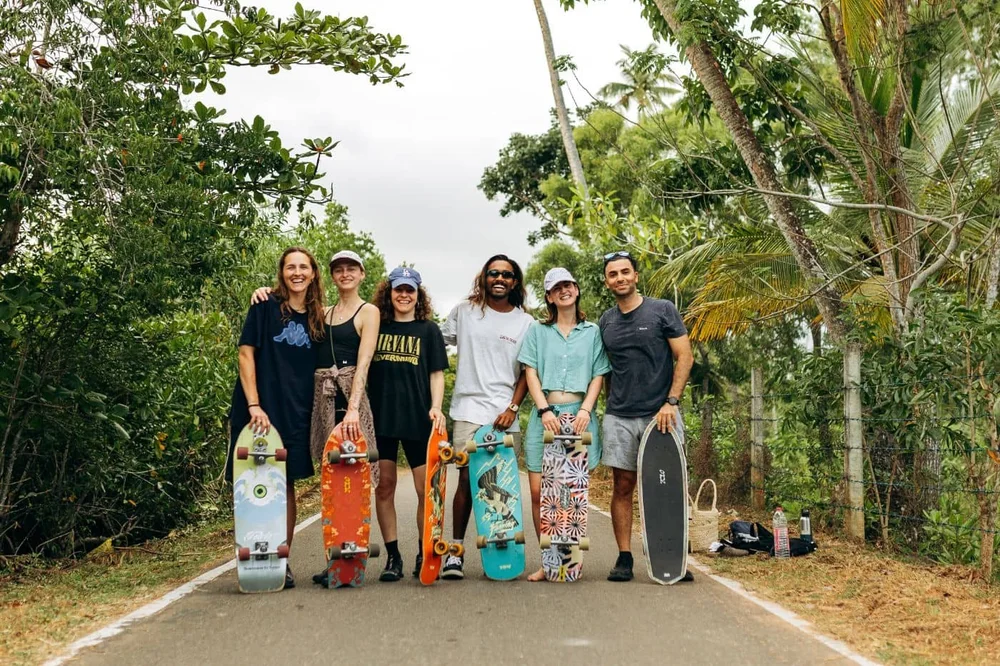 Layback guest doing coached surfskate practice