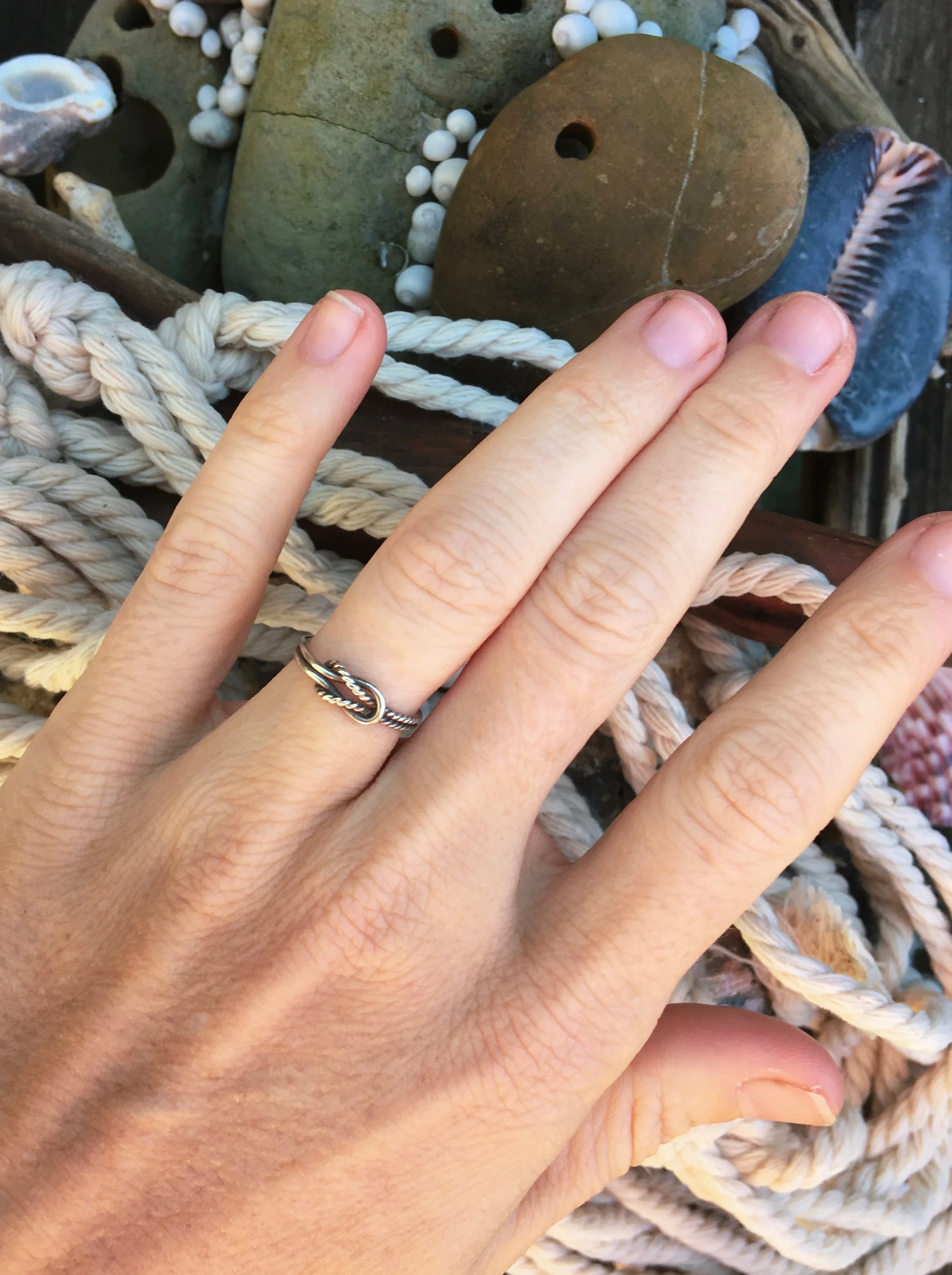 Sterling silver nautical knot ring