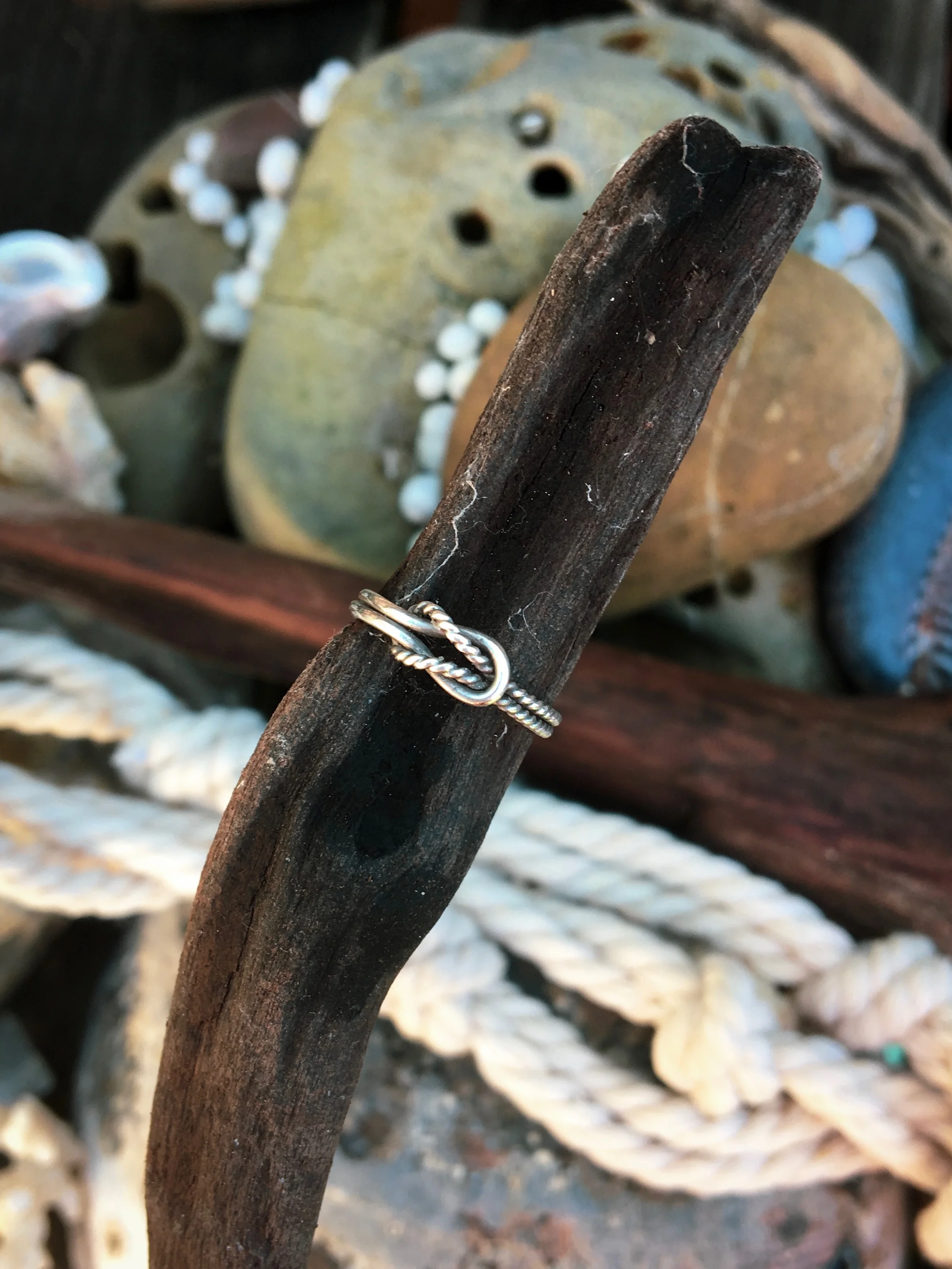 Sterling silver nautical knot ring