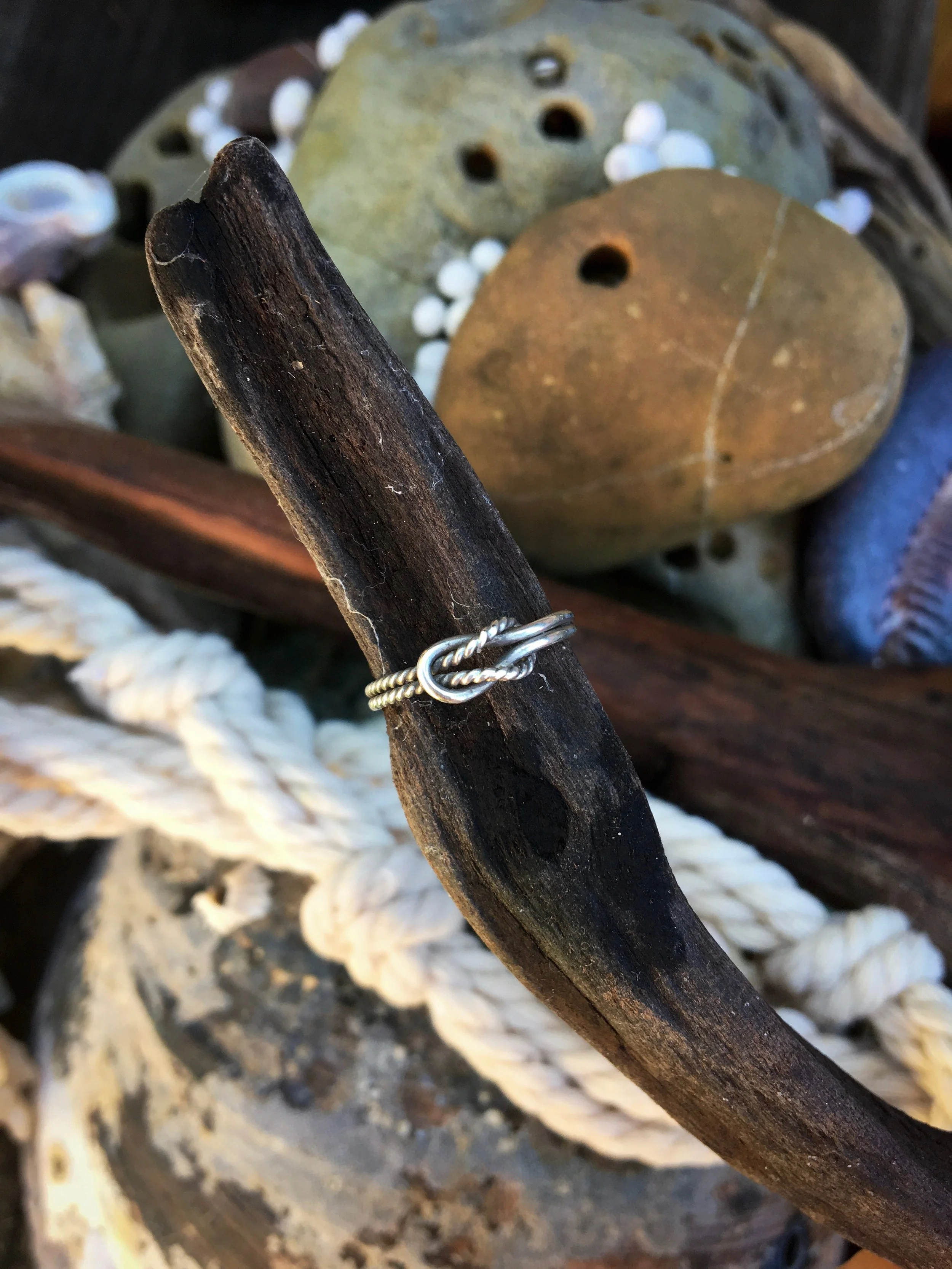 Sterling silver nautical knot ring
