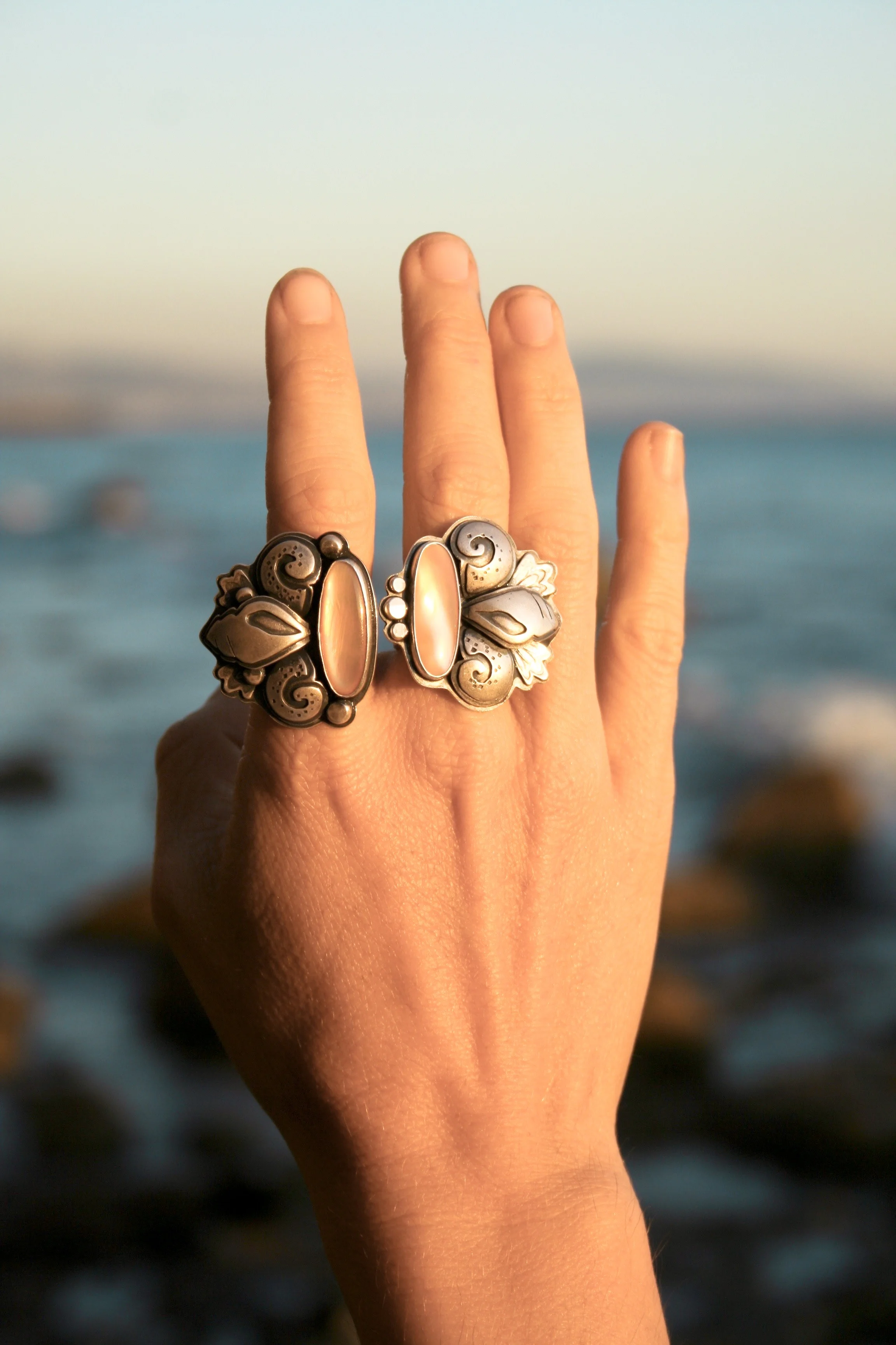 Pink Mussel "Seashell Nouveau" Ring