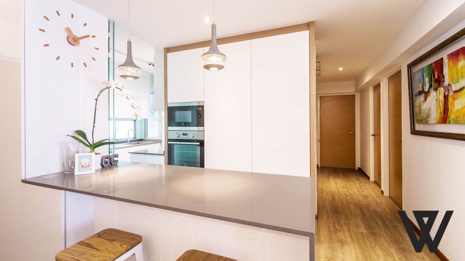 Peninsula in 4-room HDB resale kitchen
