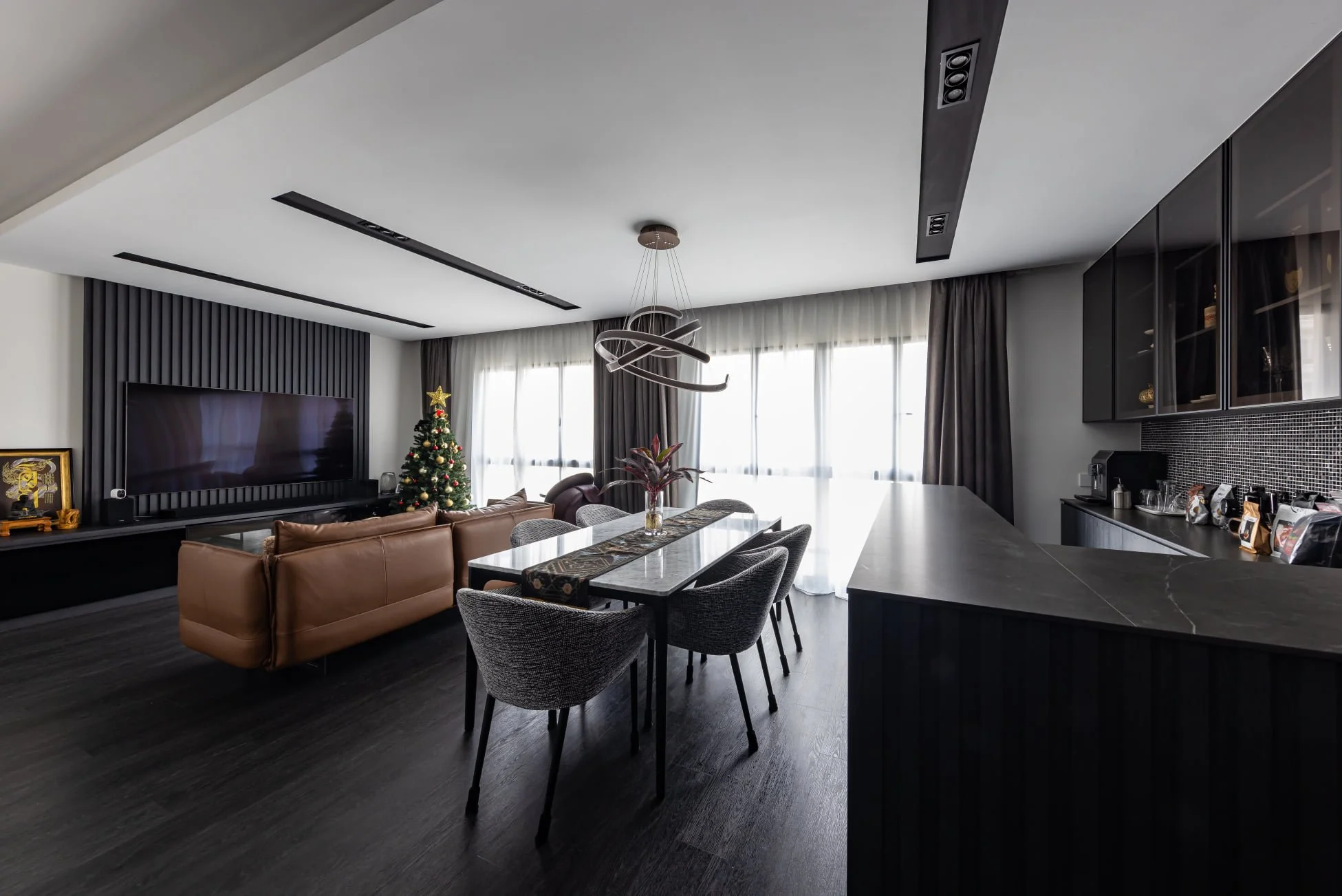 Scandinavian influenced black and grey condo design