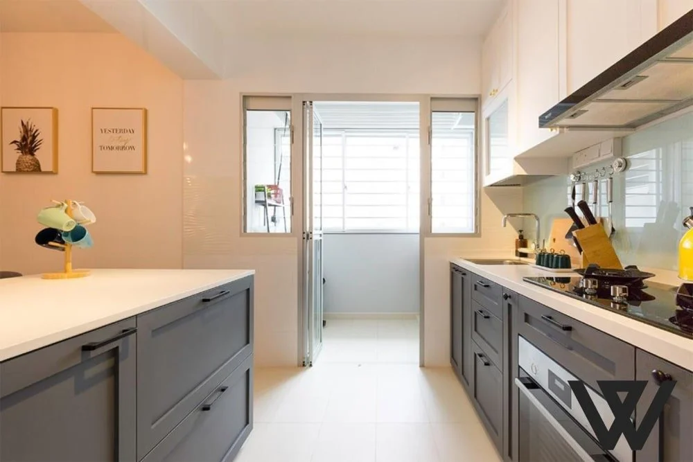 Parallel kitchen counters
