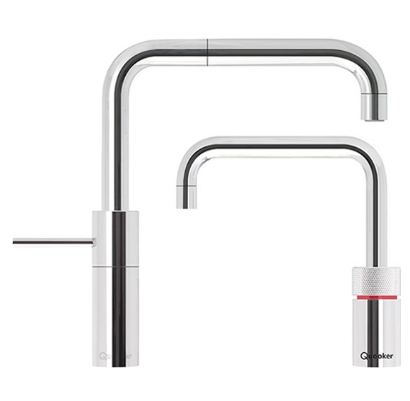 Twintaps Quooker’s Twintaps, our matching boiling-water and mixer taps, are both practical and stylish. The boiling-water tap is height-adjustable.