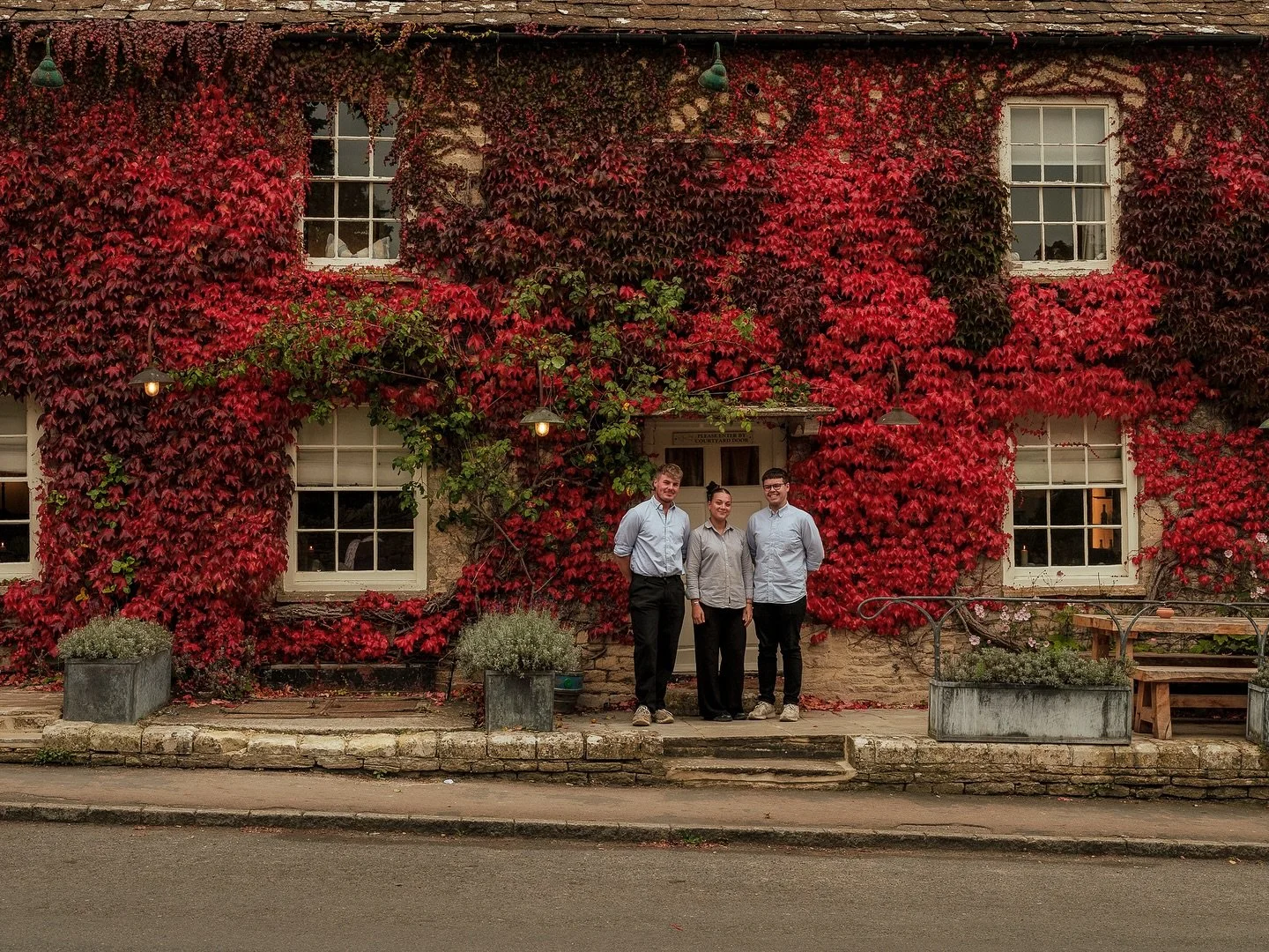Meet Mason, Sophie &amp; Sam.

Just three members of the brilliant team we have that make the New Inn what it is, doesn&rsquo;t get much better than these lot. 

Ps. How good does the Virginia Creeper look as we move into Autumn! 🍁