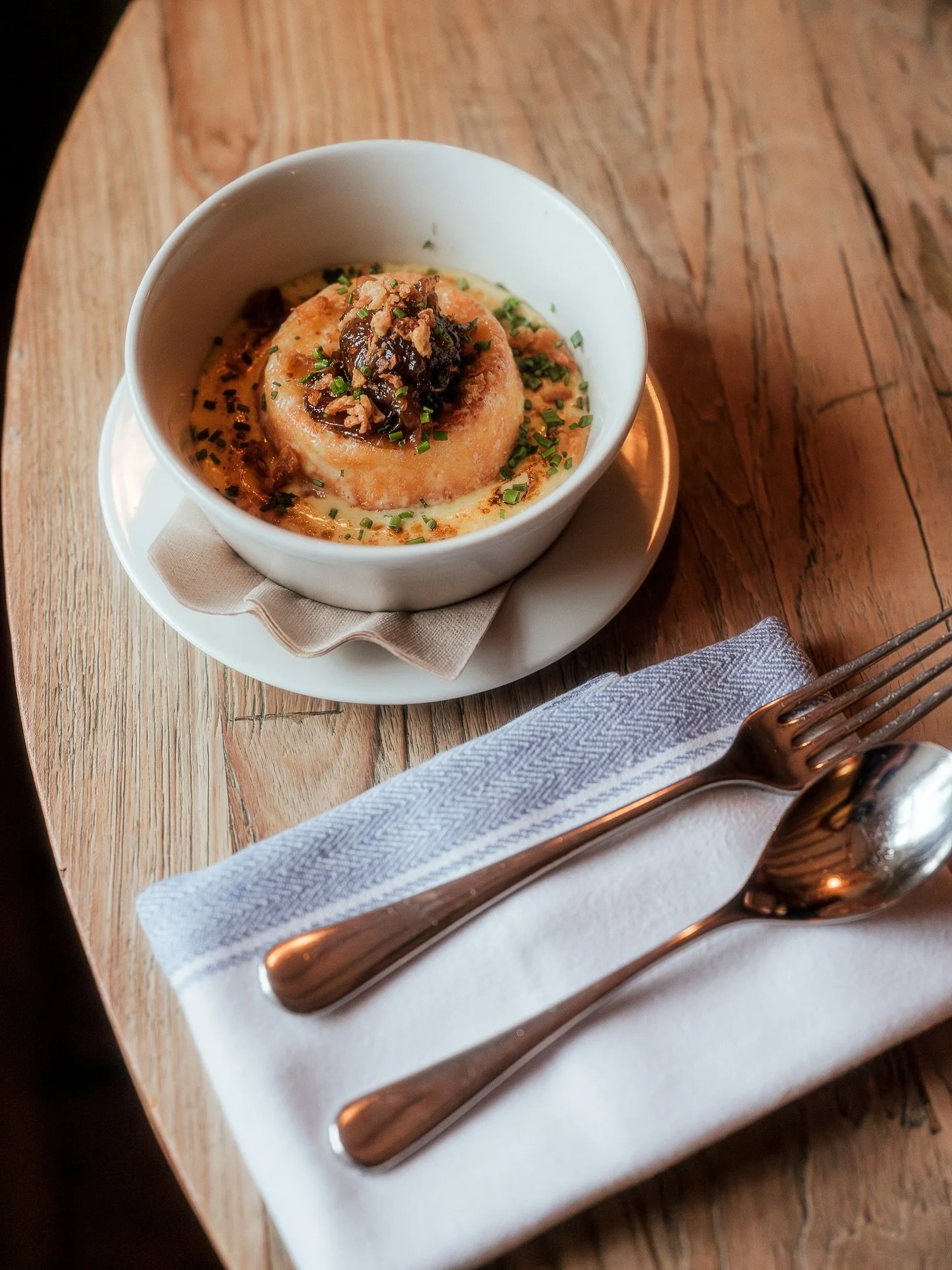 One from the weekend, Twice Baked Westcombe Cheddar Souffl&eacute; with Onion Jam. 

Flew out like hot cakes, might have to become a feature on the menu&hellip;