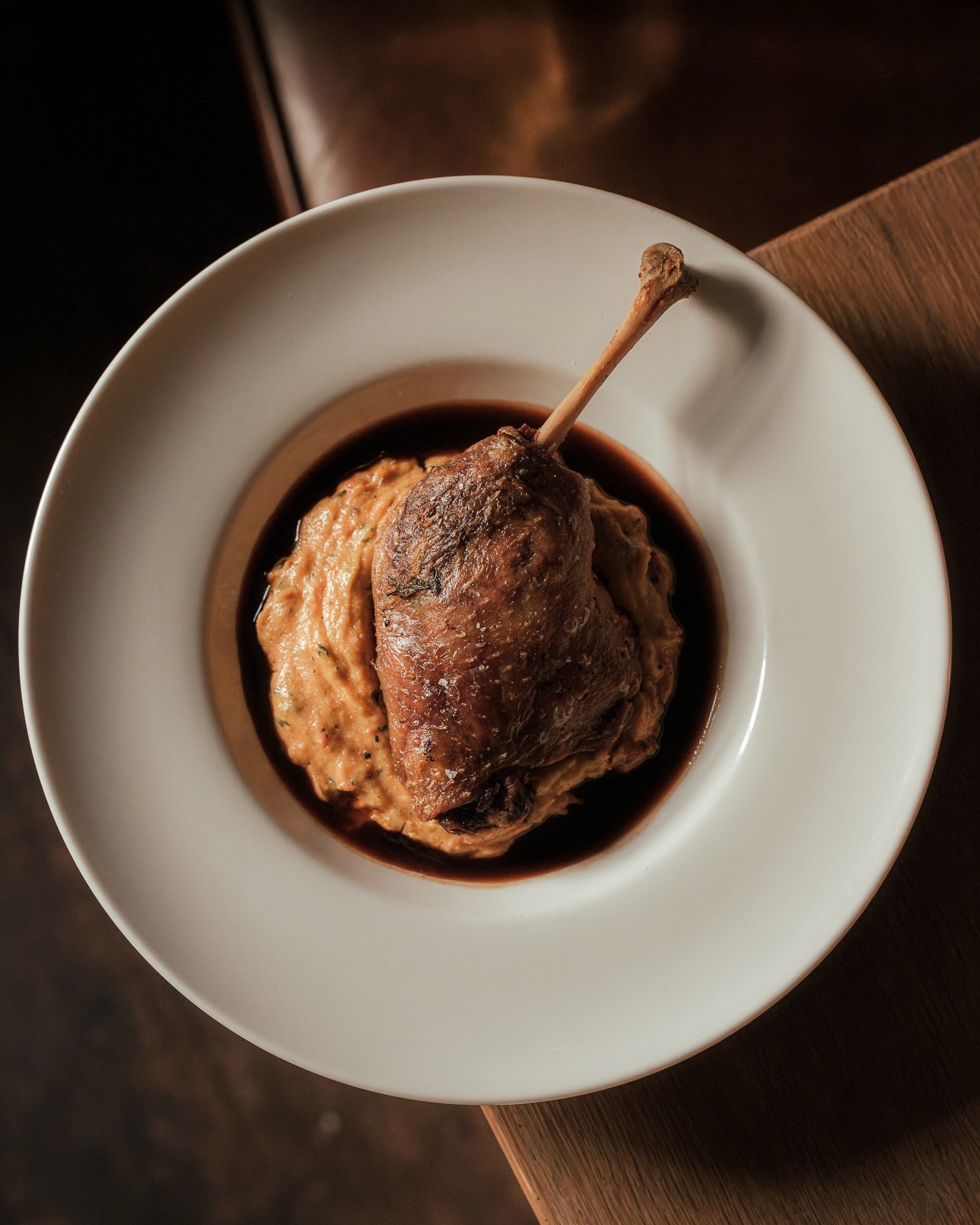 Confit Duck Leg, on a bed of Polenta.

Perfect for this time of the year.