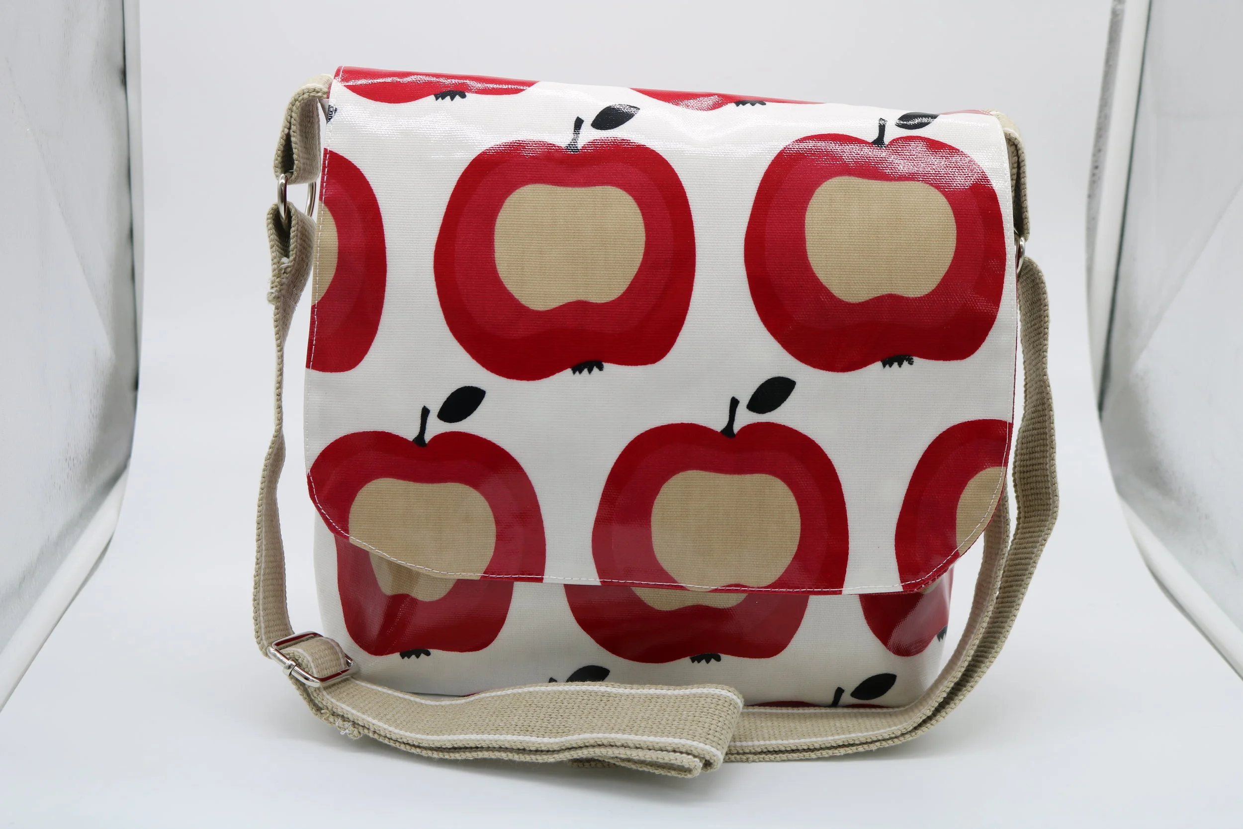 Red Apple Design Oilcloth Messenger Bag
