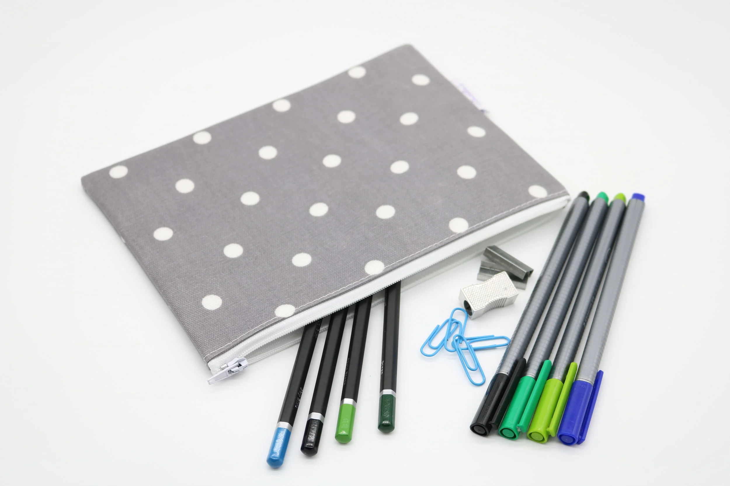 Grey and White Spot Matt Oilcloth Case
