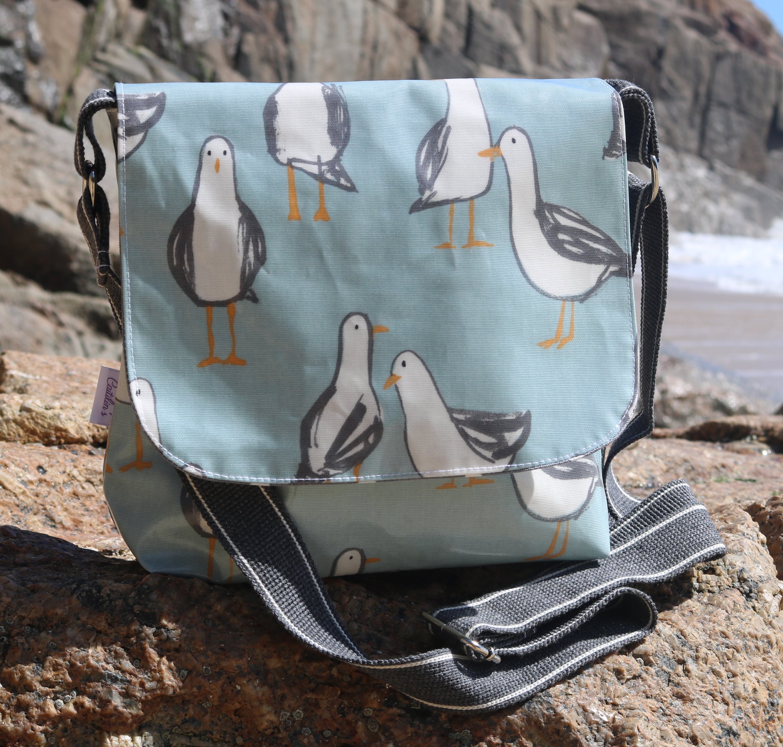 Seagull and Duck Egg Colour Oilcloth Messenger Bag. — Caitilin's