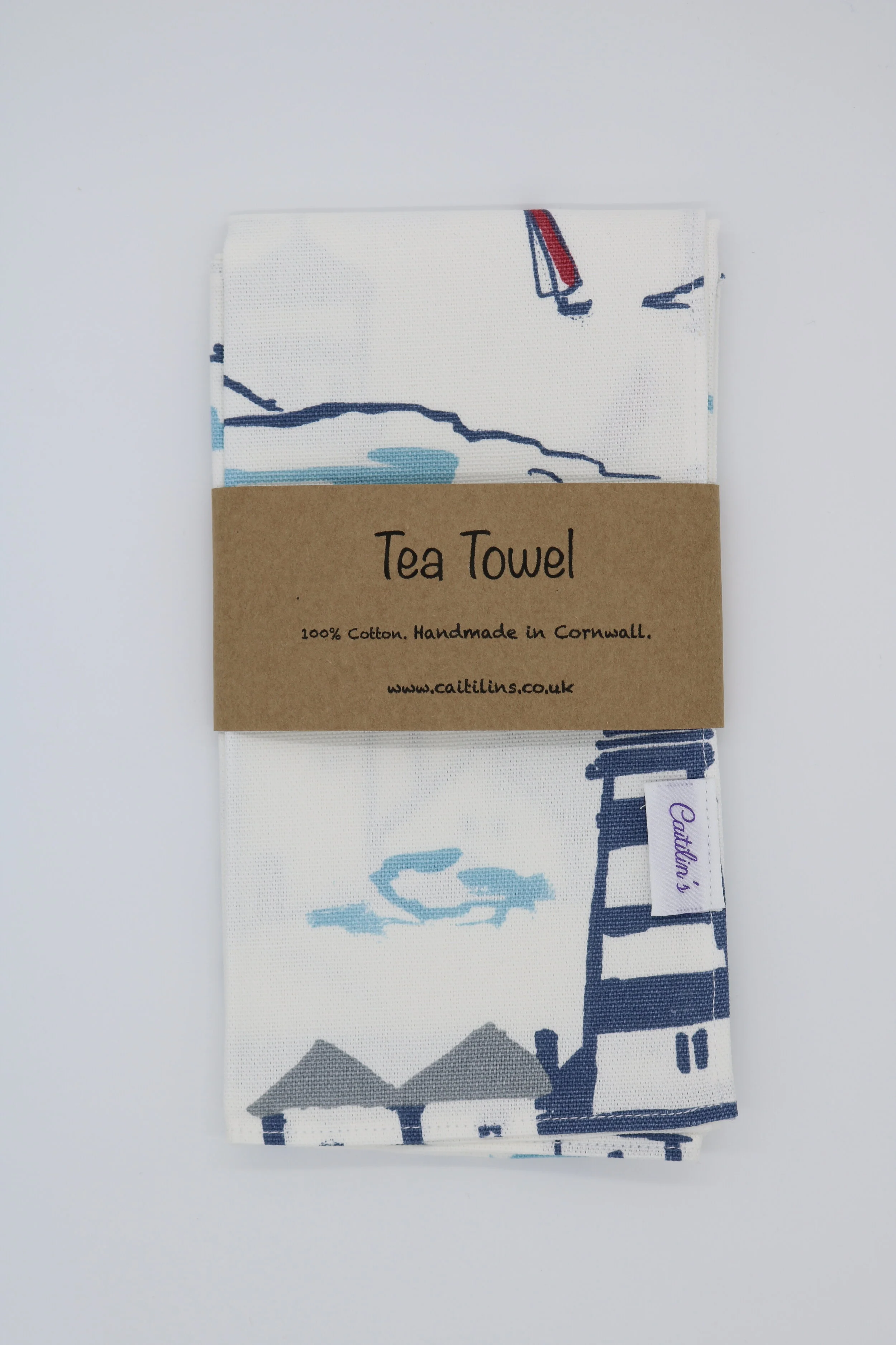Blue lighthouse design 100% Cotton Tea Towel