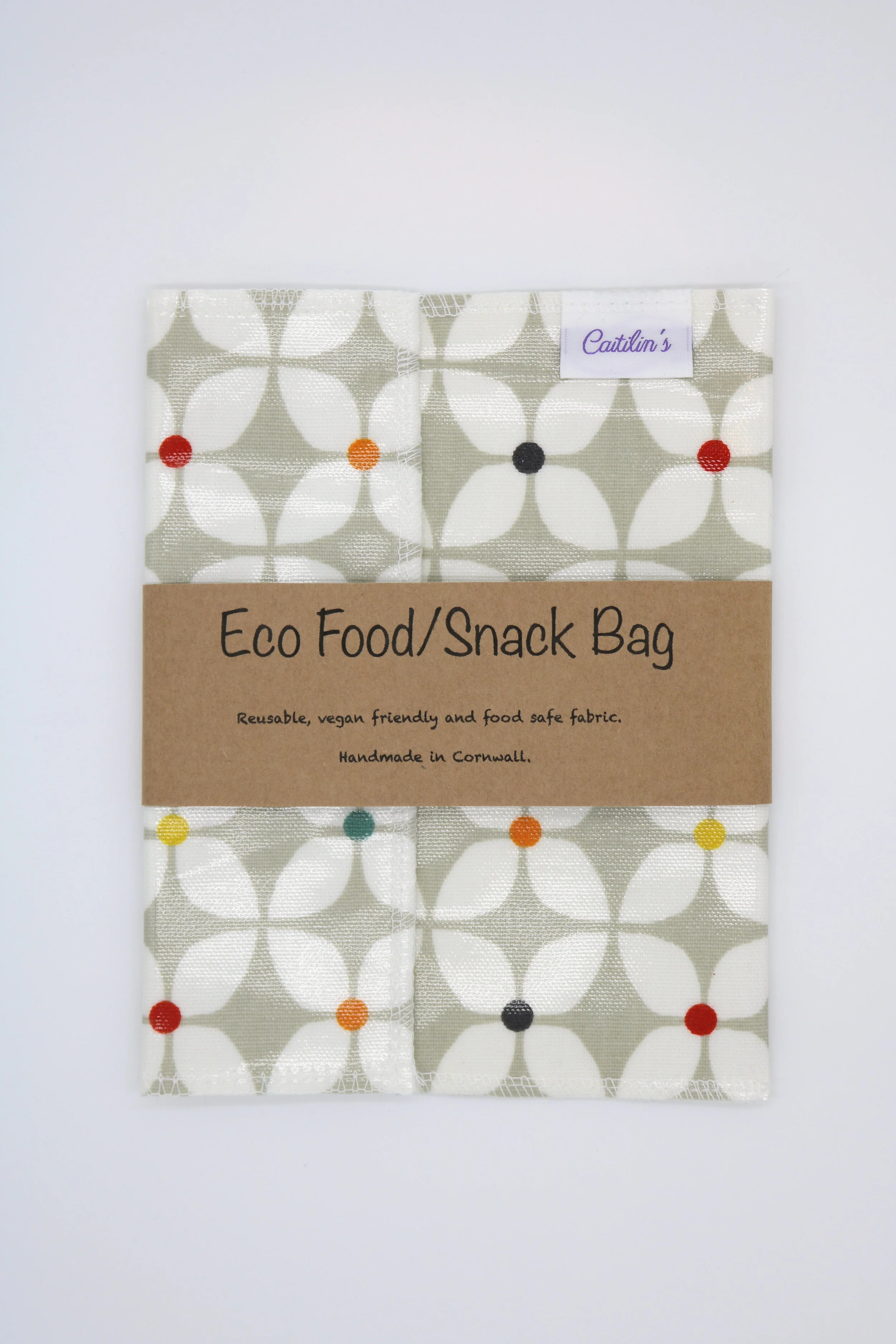 Eco Food Snack Bag in a Natural Geo Floral Design