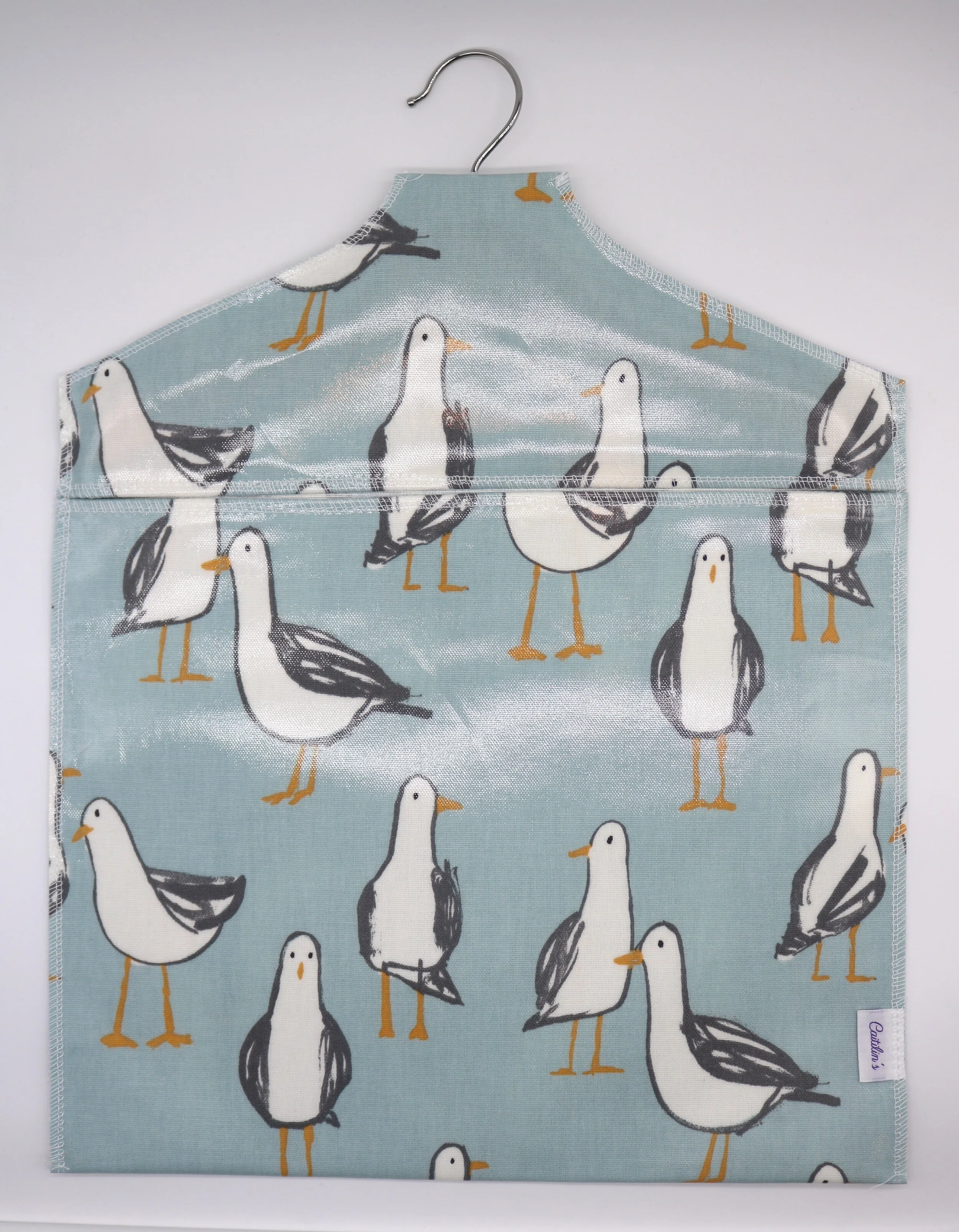 Oilcloth rainproof peg bag blue seagull design